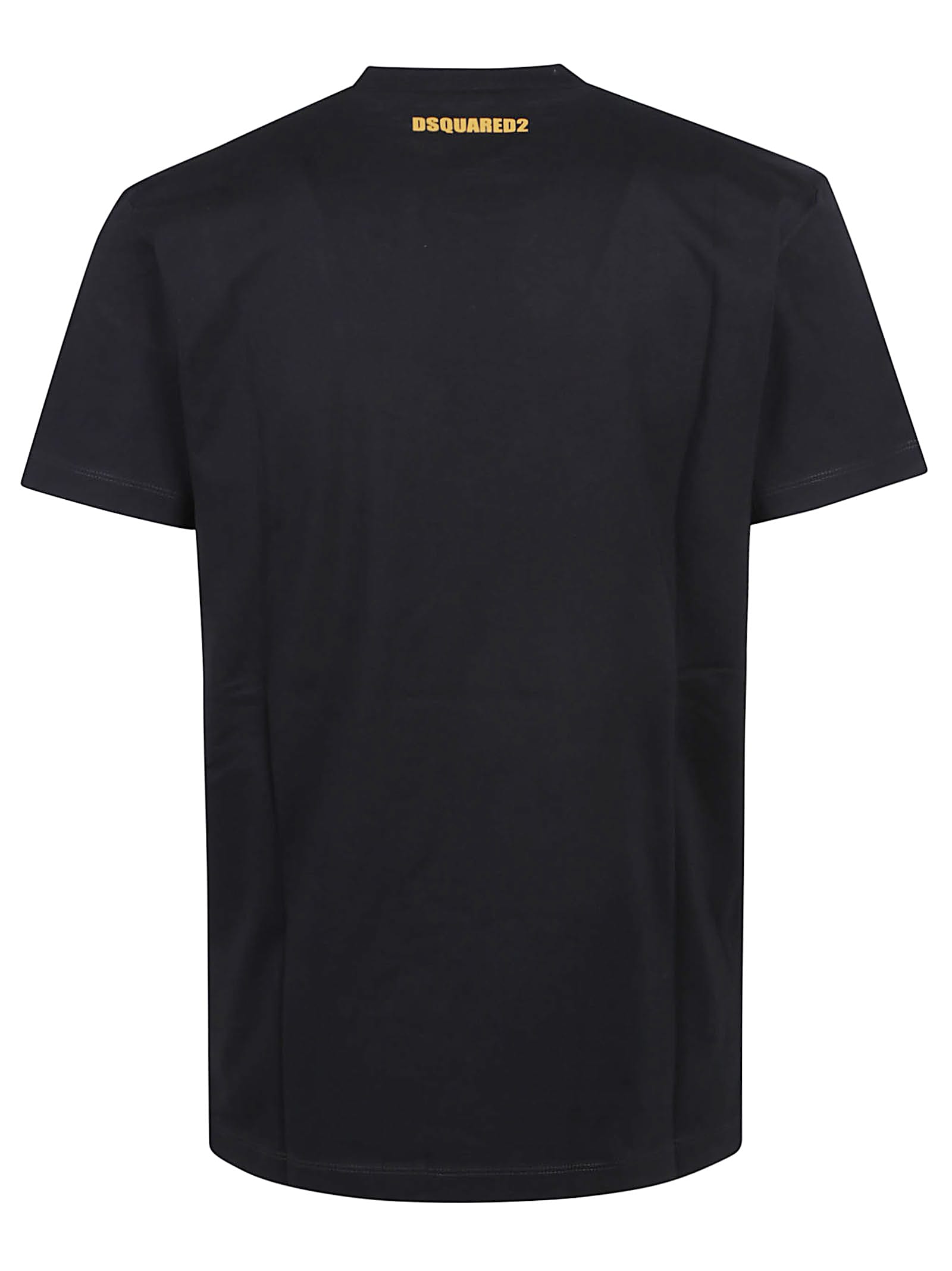 Dsquared2 Black Crewneck T-shirt With Print On The Front And Logo Lettering On The Rear In Black