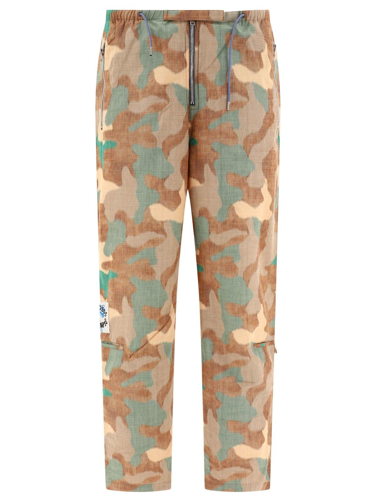 Shop Acne Studios Camouflage Detailed Trousers In Orange/green