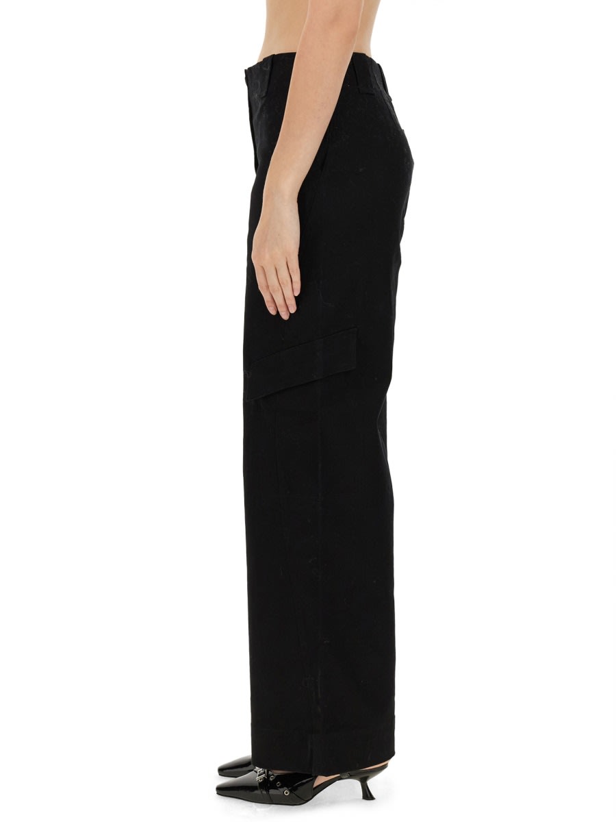 Shop Ganni Herringbone Pants In Black