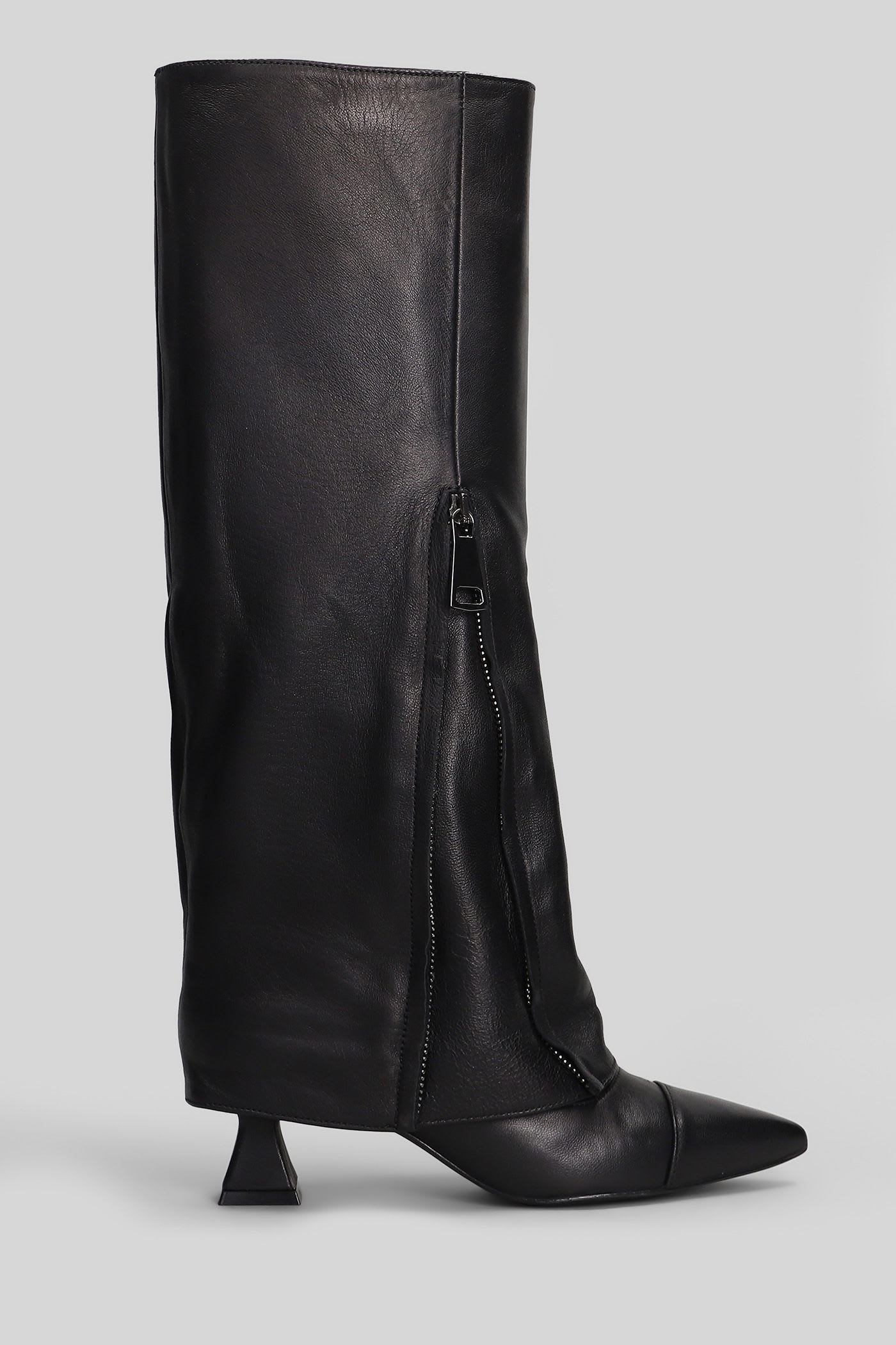 Alchimia High Heels Boots In Black Leather In Black