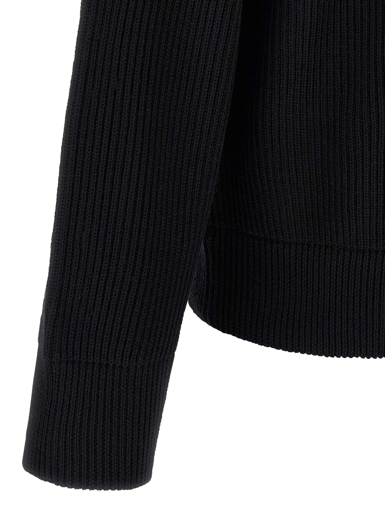Roberto Collina Long-sleeved Zip-up Sweater In Black