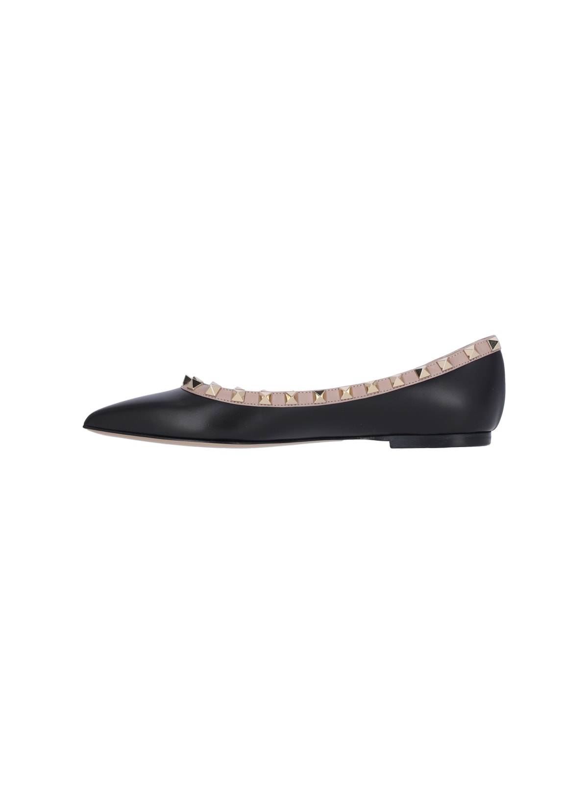 Valentino Rockstud Patent Leather Ballet Flats In Black