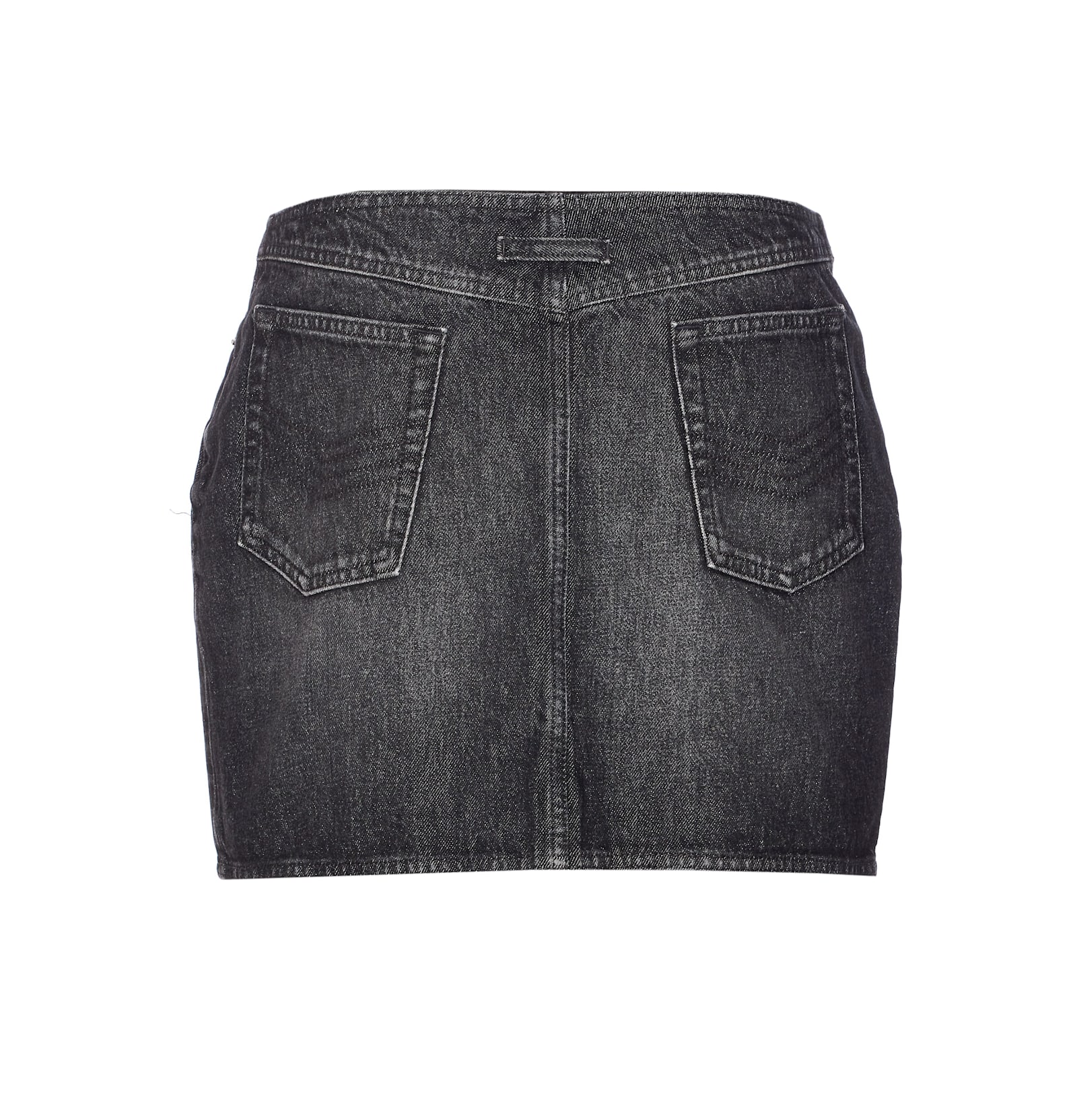 Jean Paul Gaultier Mini Denim Front Zipped Skirt In Gray
