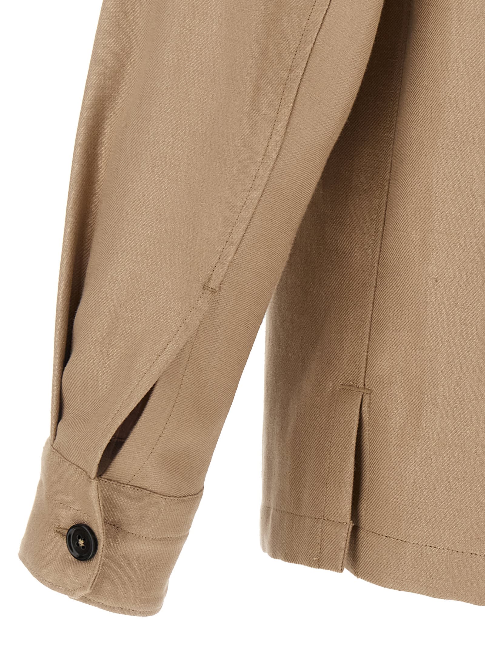 Shop Zegna Oasi Lino Overshirt In Beige
