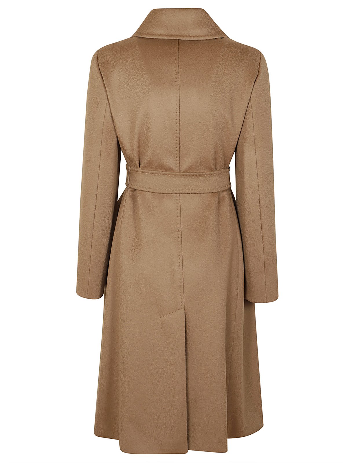 Max Mara Belted Long-sleeved Coat In Beige