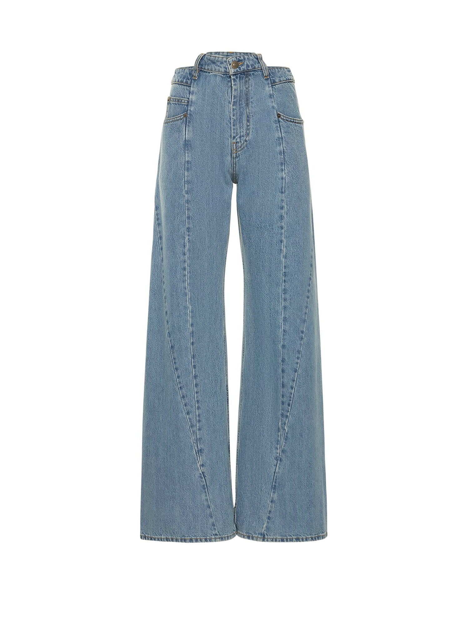 Shop Maison Margiela Asymmetric Wide Leg Jeans In 966