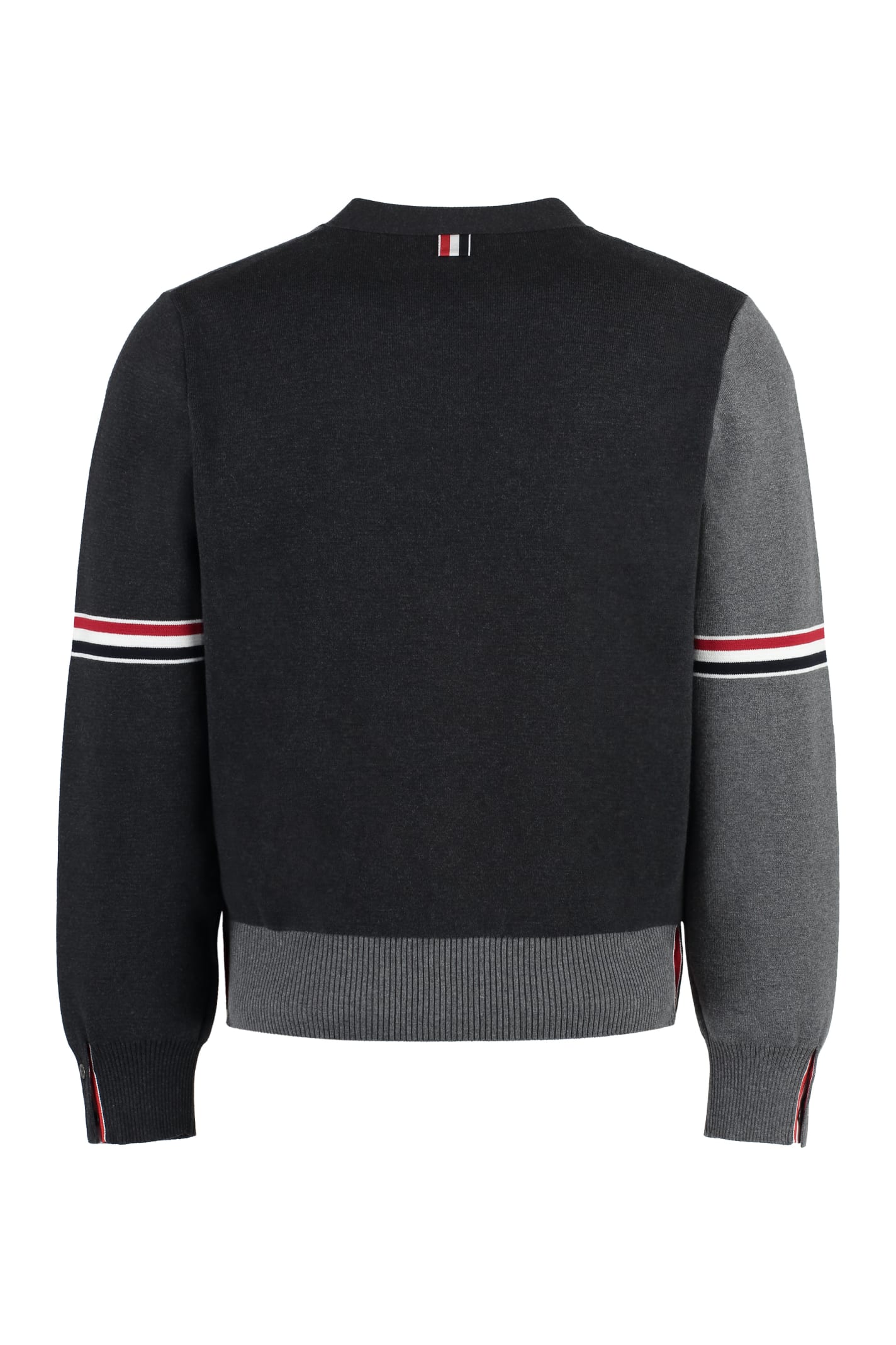 Thom Browne Striped Two-tone Cotton Cardigan In Black