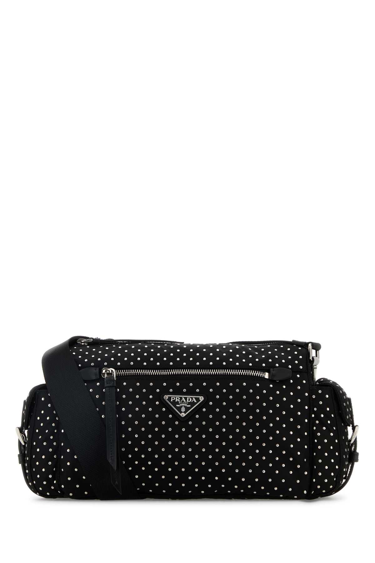 Prada Studded Re-nylon Crossbody Bag In Nero