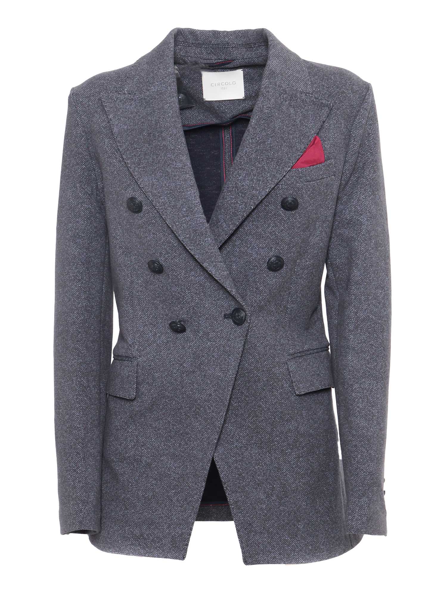 Shop Circolo 1901 Double Breasted Jacket In Blue
