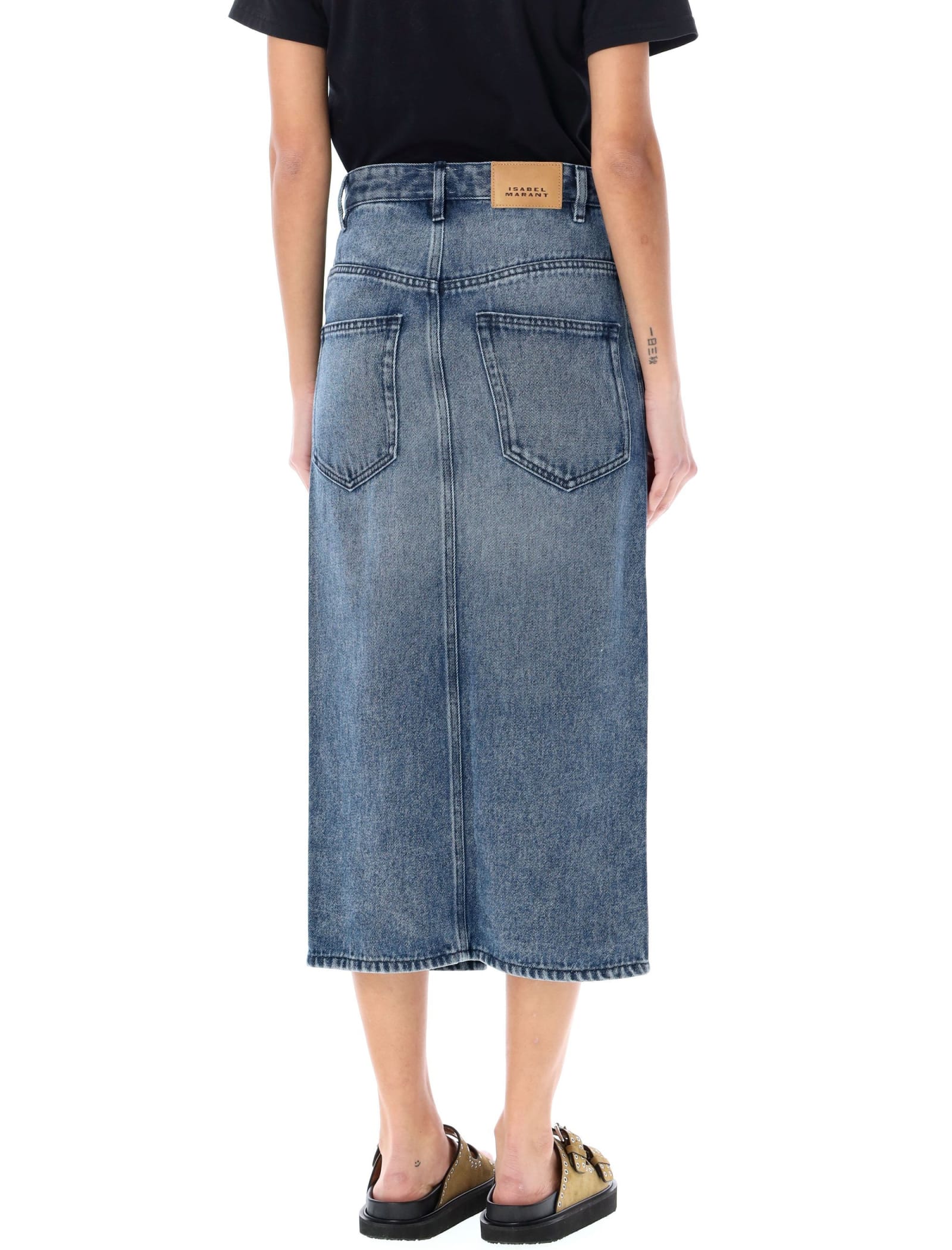 Shop Isabel Marant Tilaura Midi Skirt In Denim