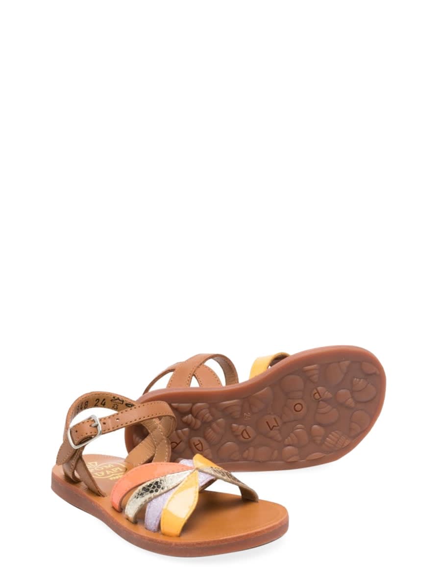 Pom D'api Girls Leather Plagette Oto Sandals In Multicolour