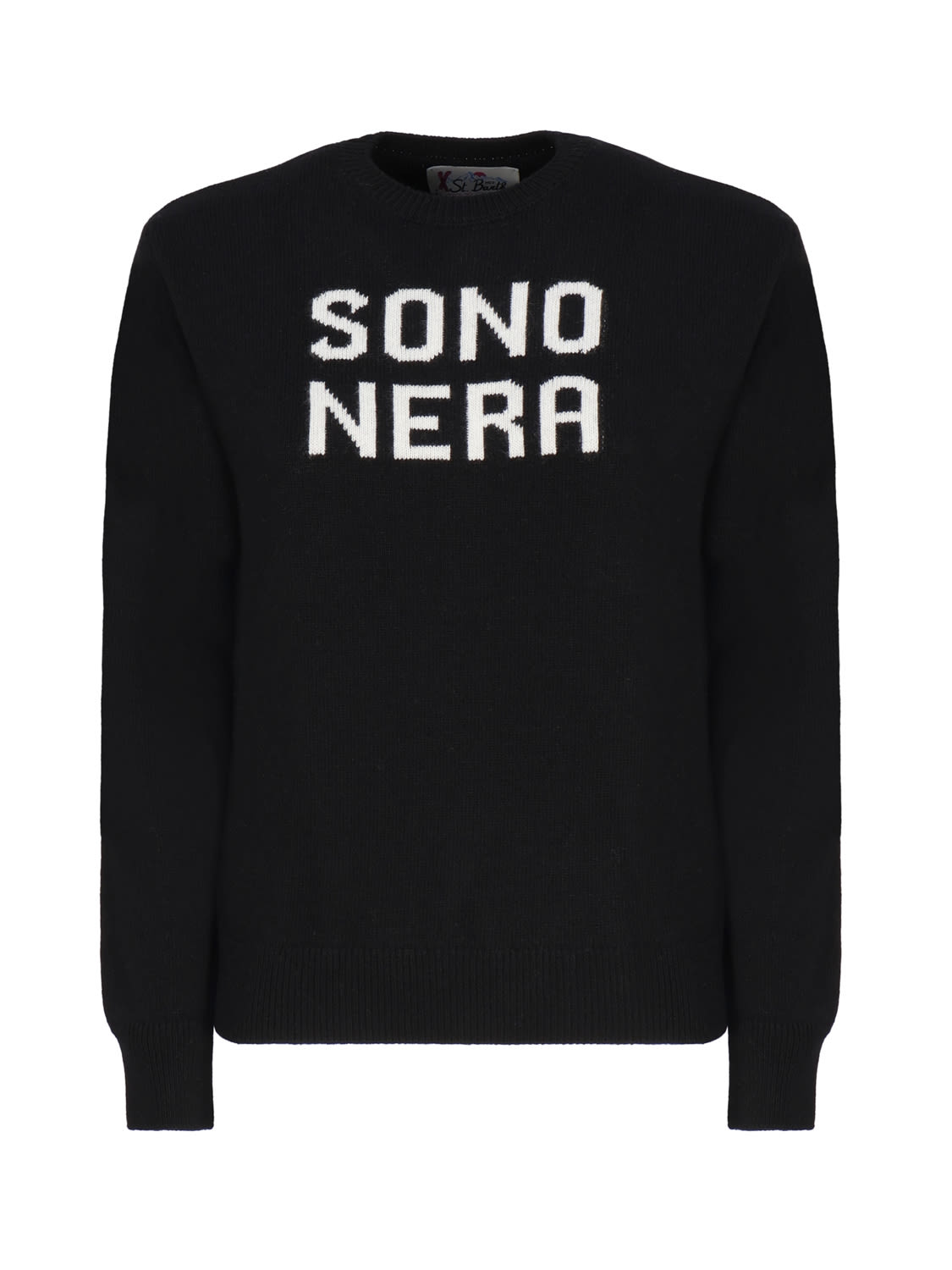 Shop Mc2 Saint Barth Crew-neck Sweater With Intarsia In Black