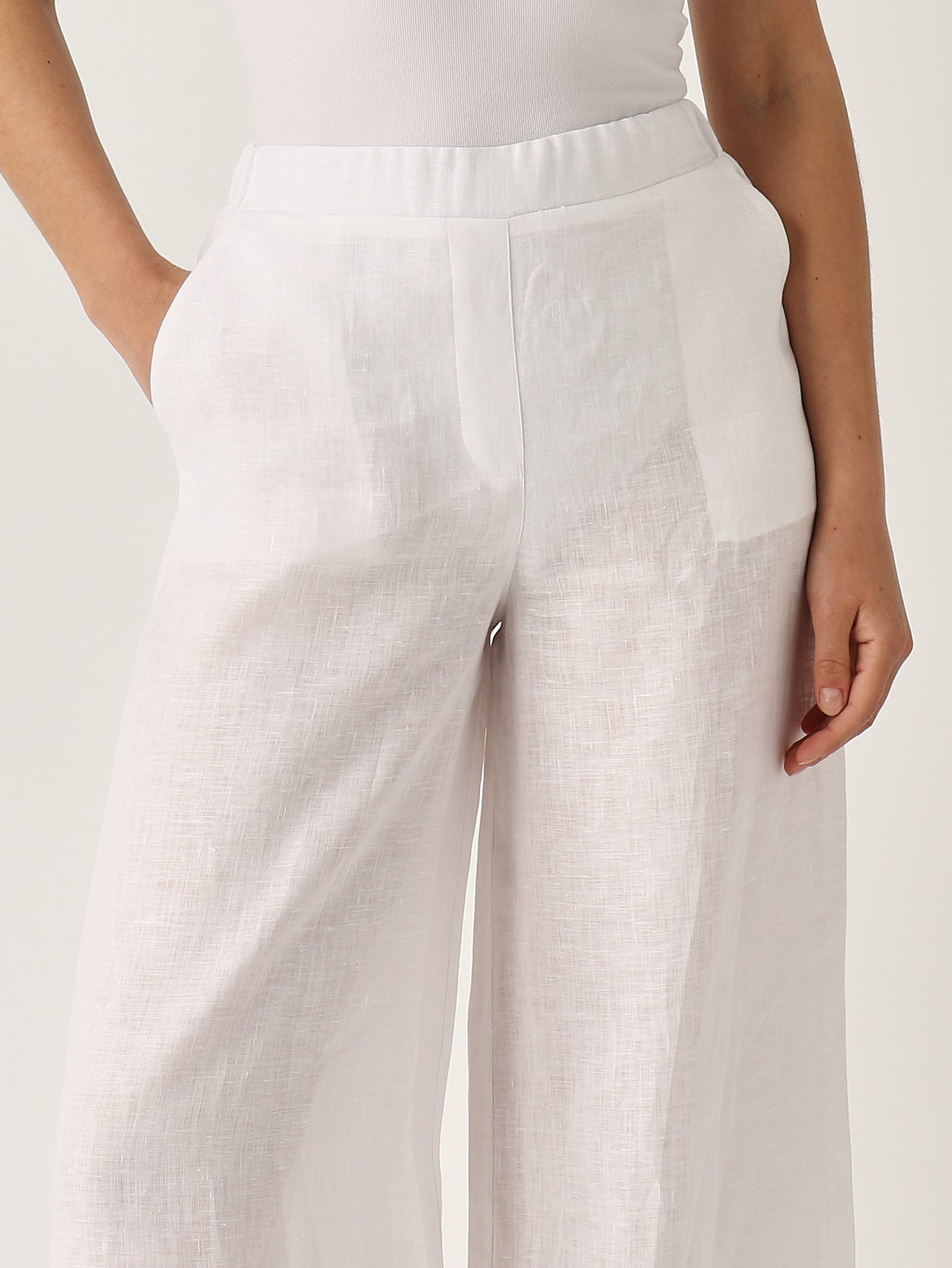 Gran Sasso Pantalone Palazzo Trousers In White