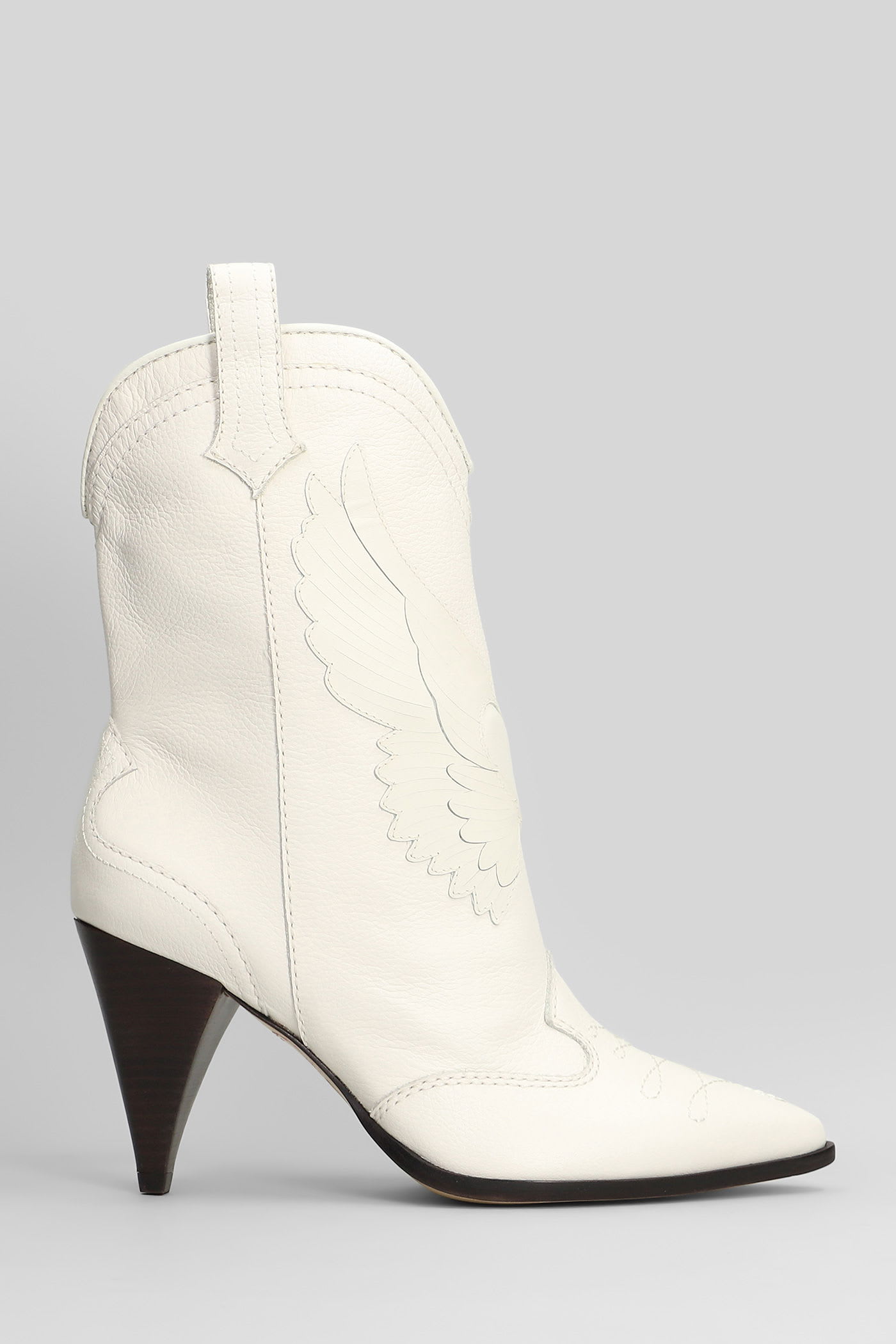 Sophia Webster Cherub Texan Ankle Boots In White Leather In White