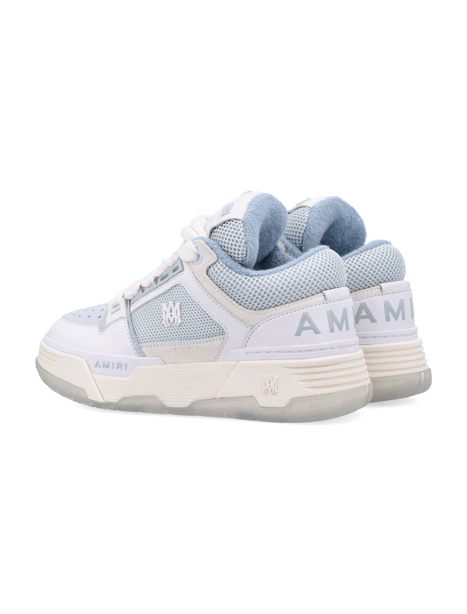 Amiri Chunky Sole Leather Mesh Sneakers In Ice Light Blue