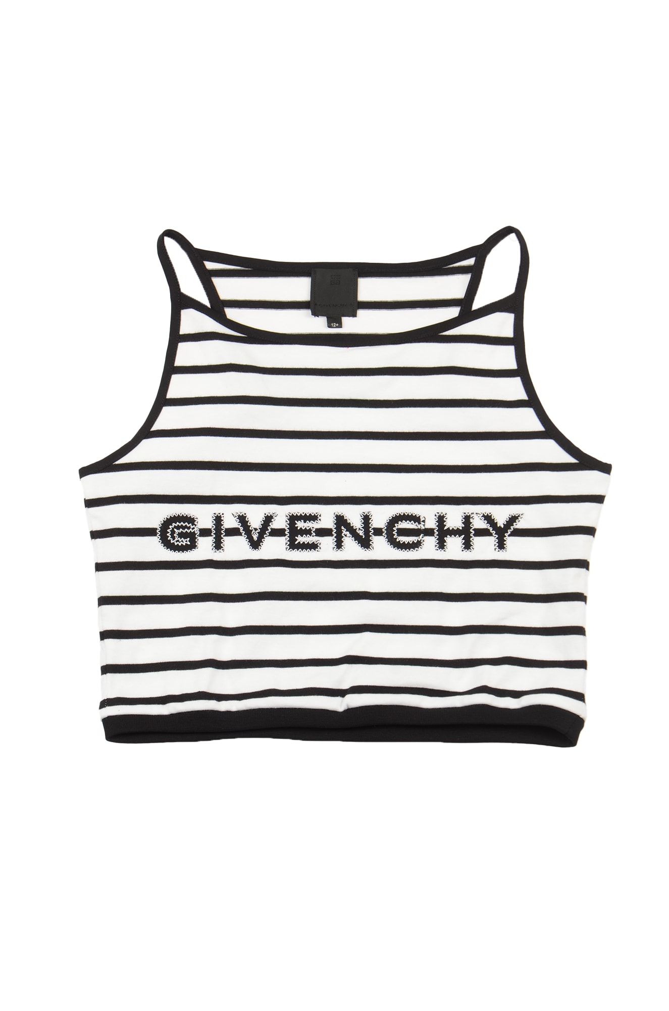 Shop Givenchy Logo Embroidered Stripe Top In White/black