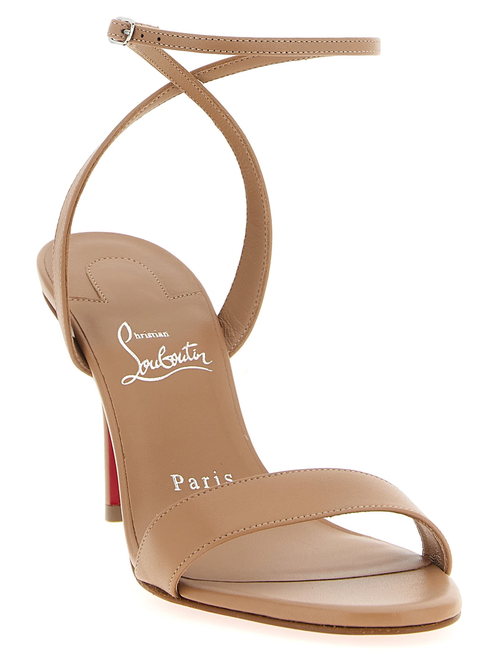 Christian Louboutin Miss Z Leather Red Sole Sandals In Brown
