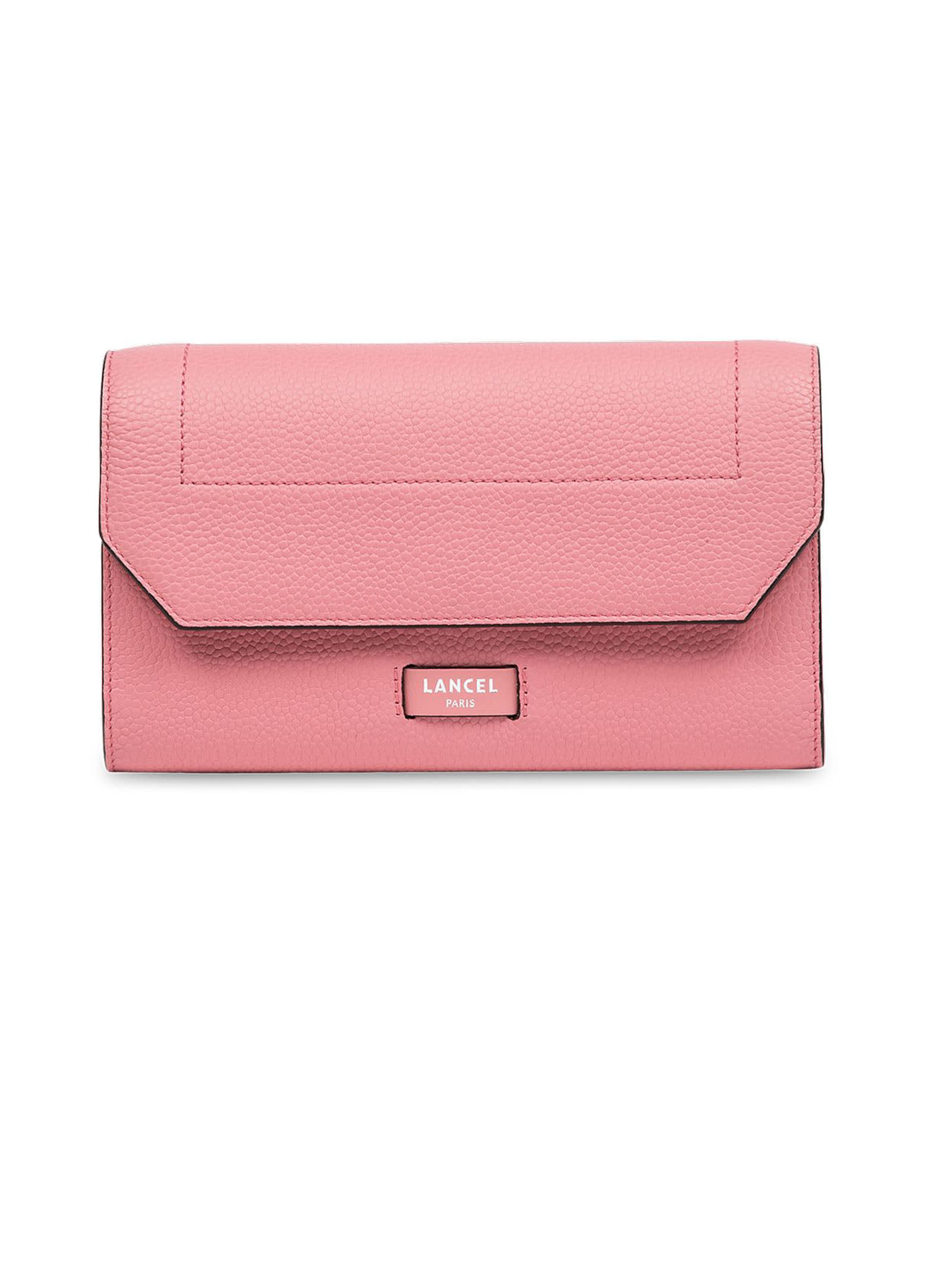 Lancel Pink Leather Chain Wallet In Rosa