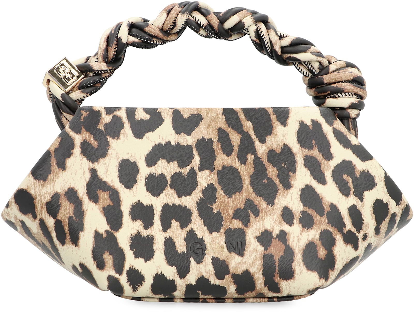 Ganni Bou Mini Animalier Handbag In Brown