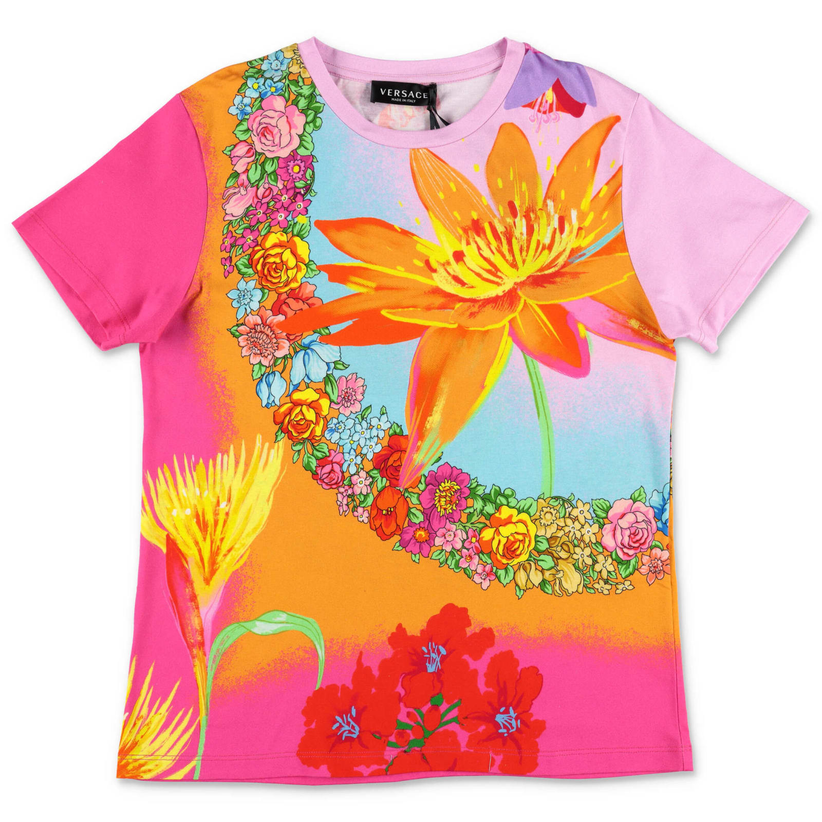 Versace T-shirt Stampata In Jersey Di Cotone