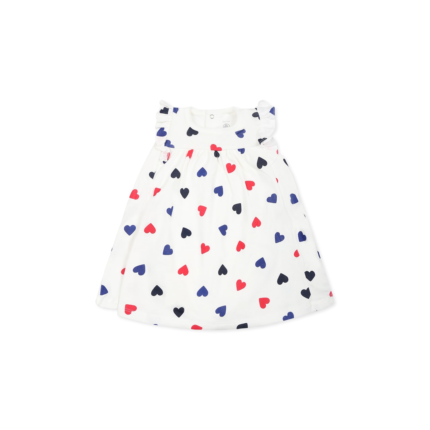 Petit Bateau White Dress For Baby Girl With Hearts In White