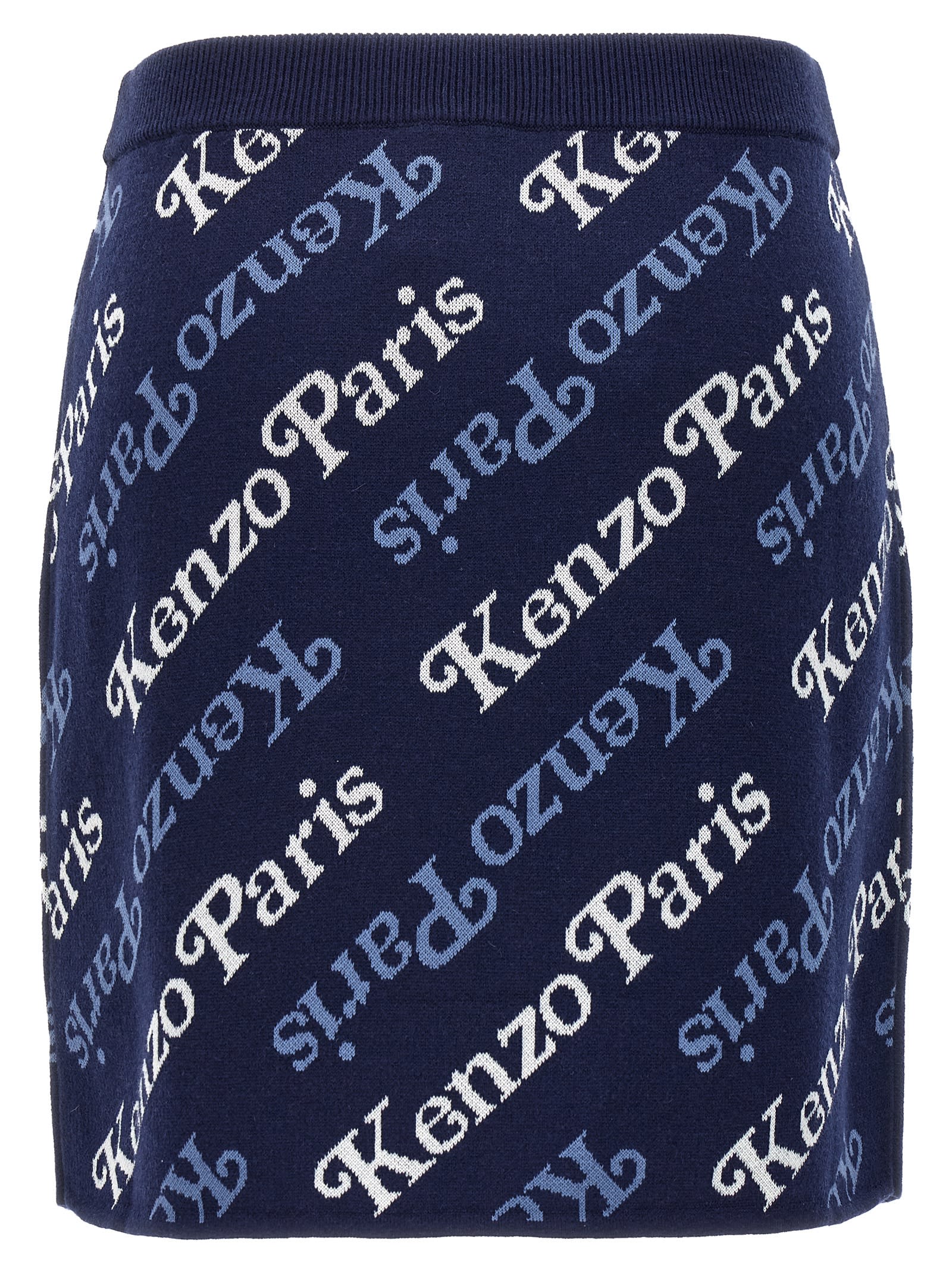 Shop Kenzo All Over Logo Skirt In Blue