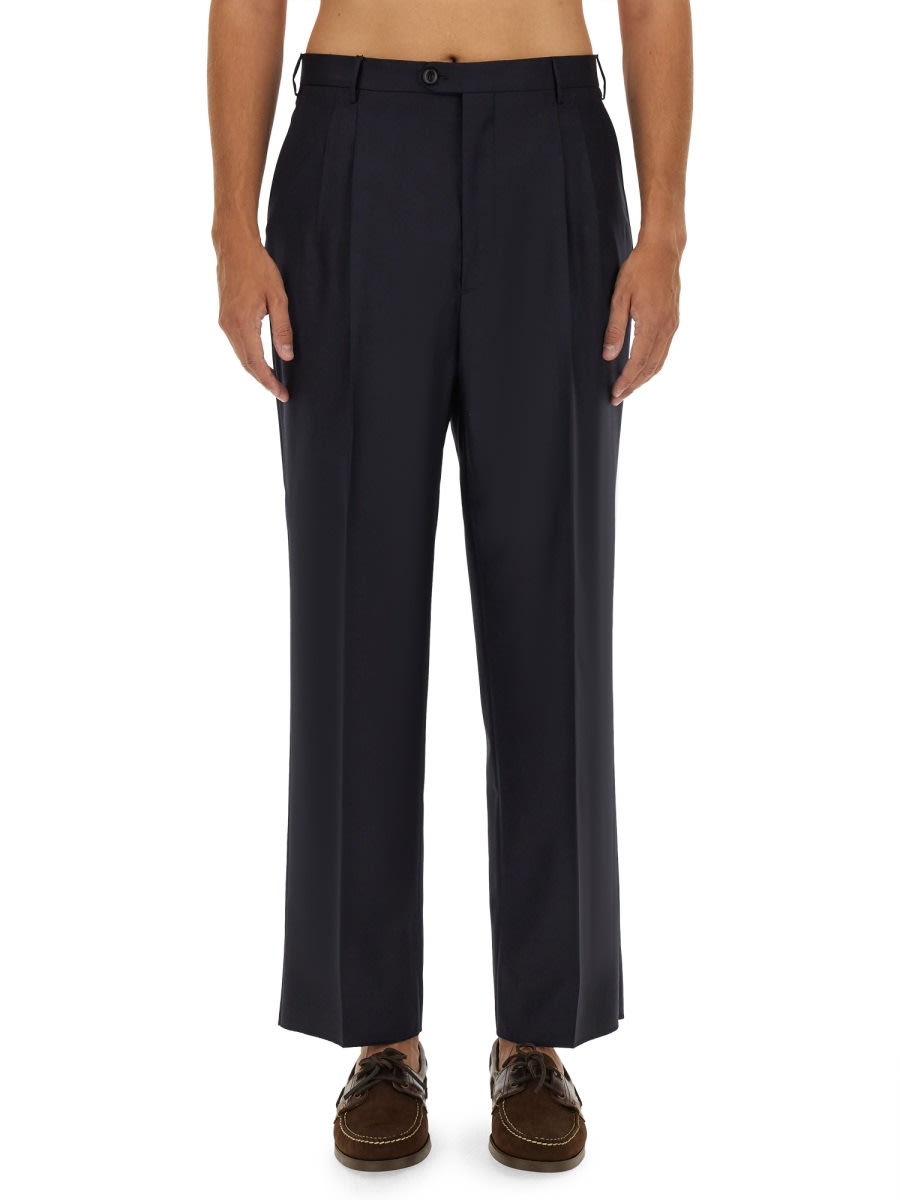 Shop Etro Wool Pants In Blue