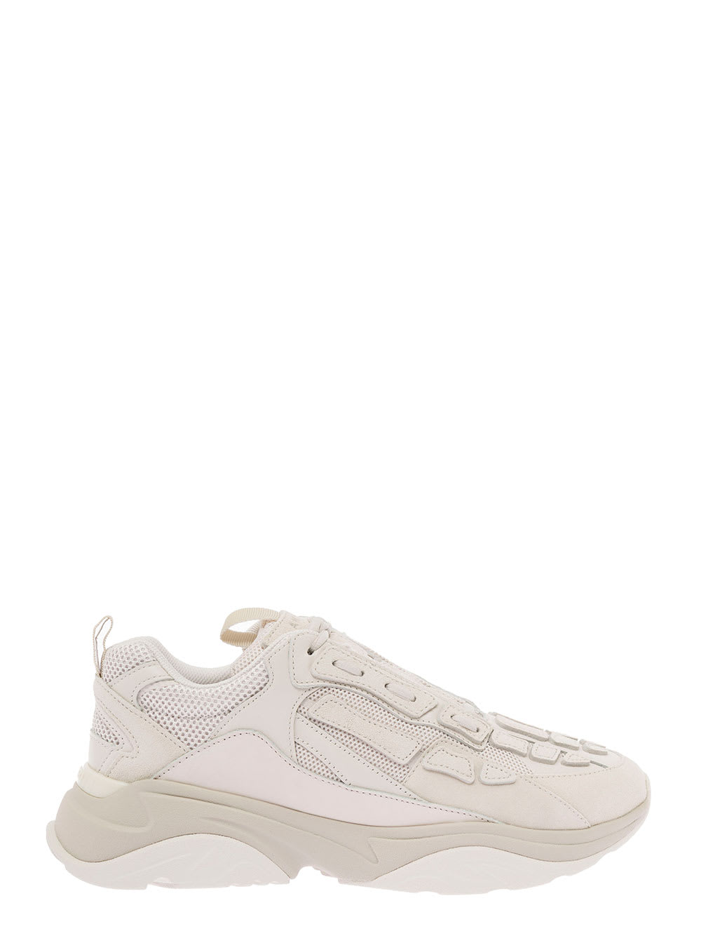 Amiri Mans White Runner Suede And Mesh Sneakers