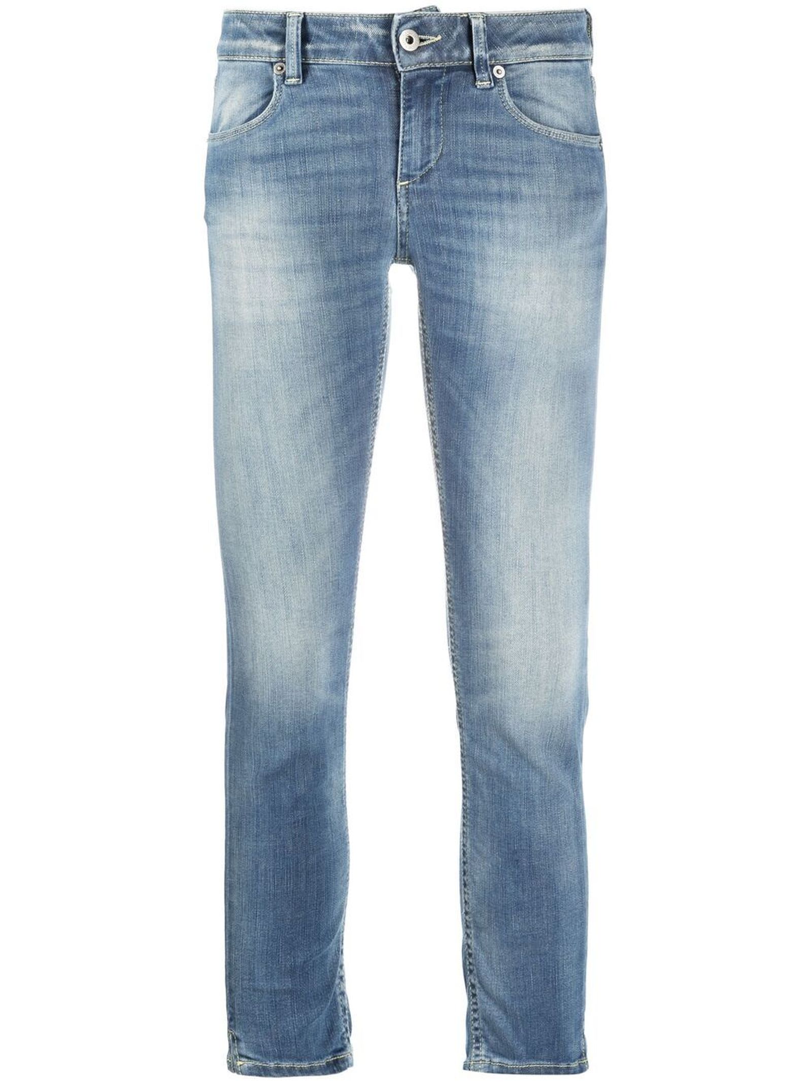 Dondup Blue Cotton-blend Cropped Jeans