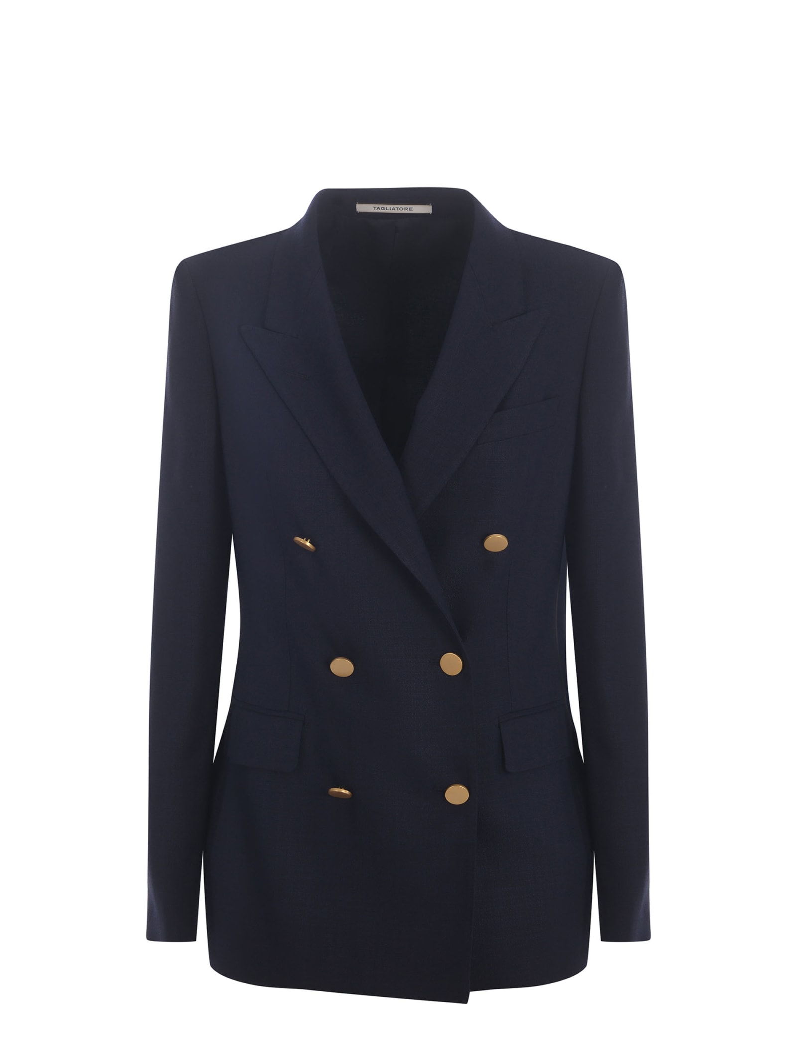 Shop Tagliatore Double-breasted Jacket  J-parigi Made Of Viscose Blend In Blu Navy