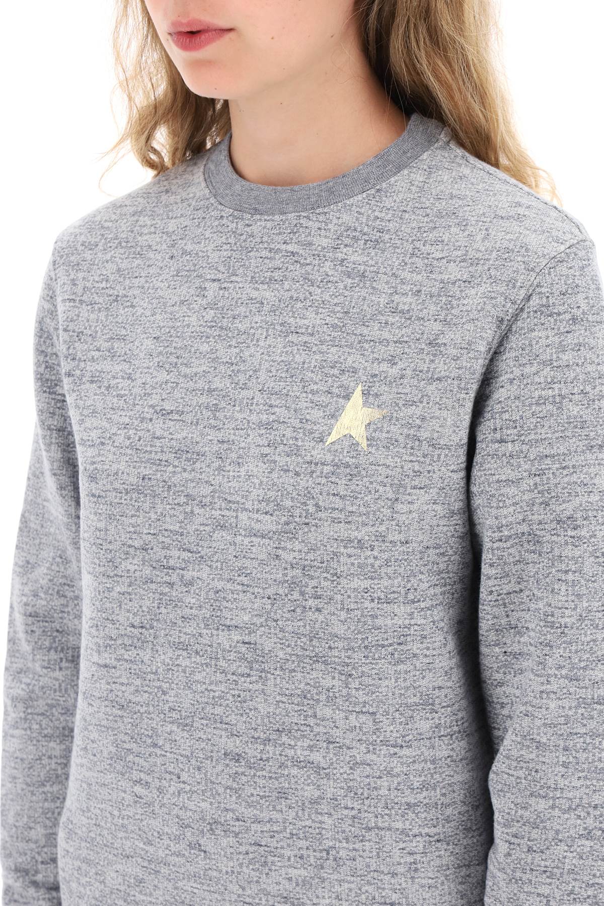 Shop Golden Goose Athena Sweatshirt With Gold Star In Medium Grey Melange Gold (grey)