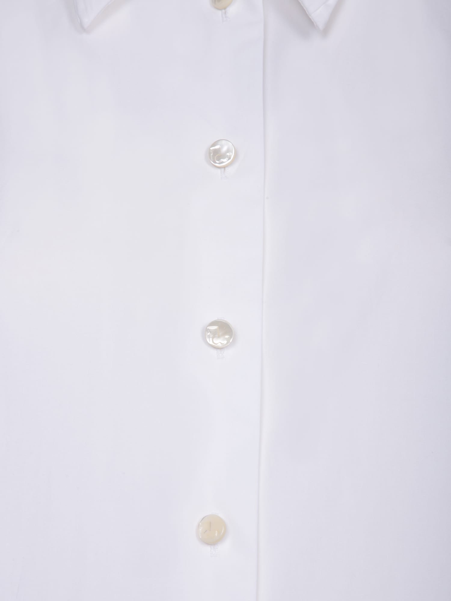 Tory Burch Collared Neck Long Sleeves Pleated Cuffs Shirt In White