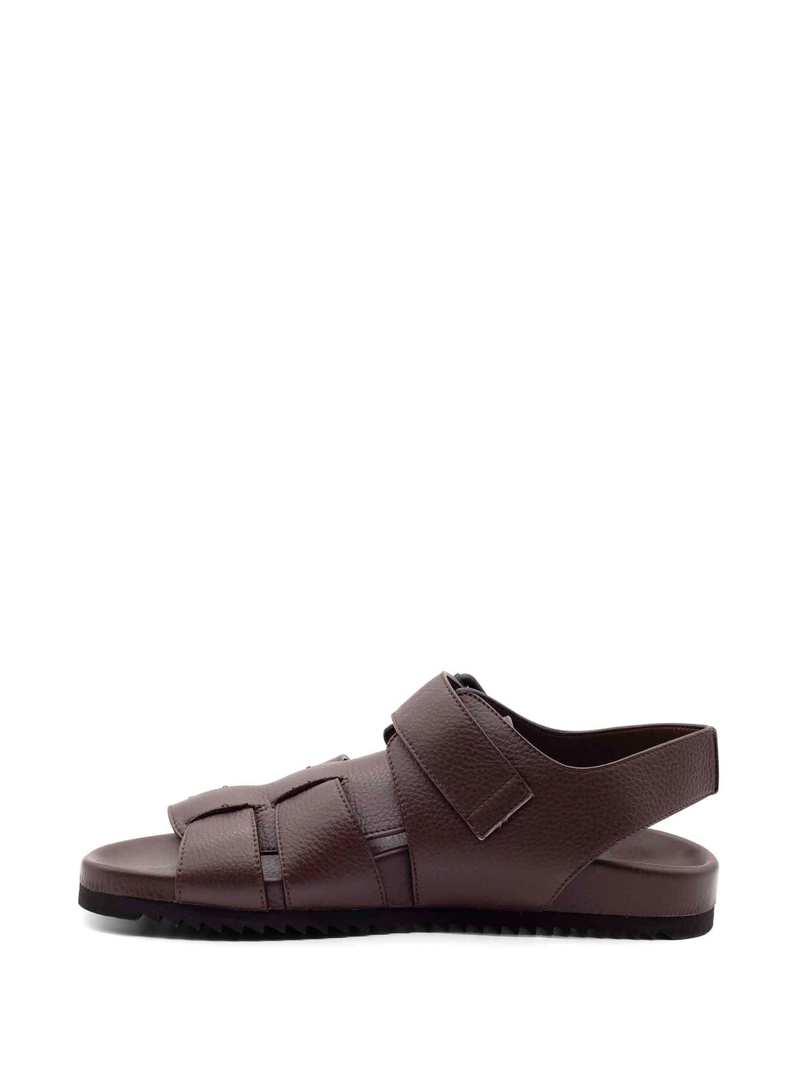 Shop Vic Matie Mens Brown Leather Sandal In Dark Brown
