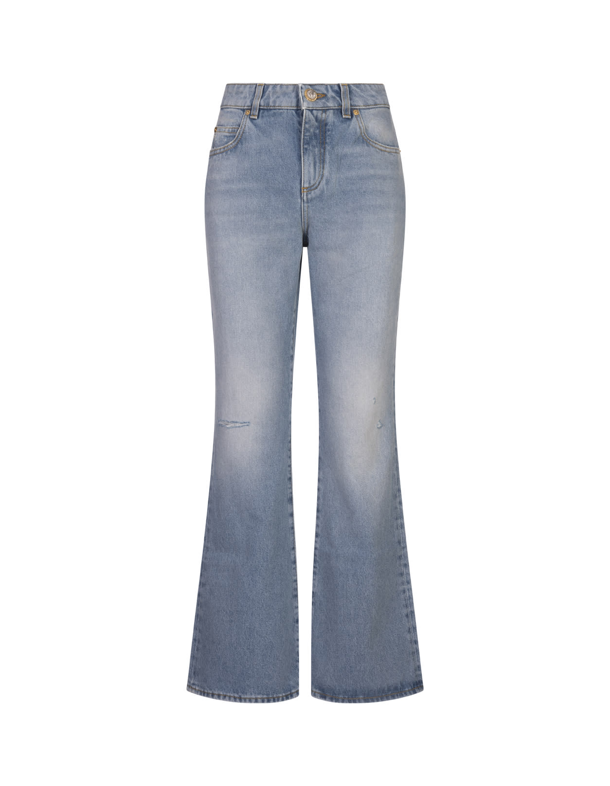 Shop Balmain Blue Denim Flare Jeans