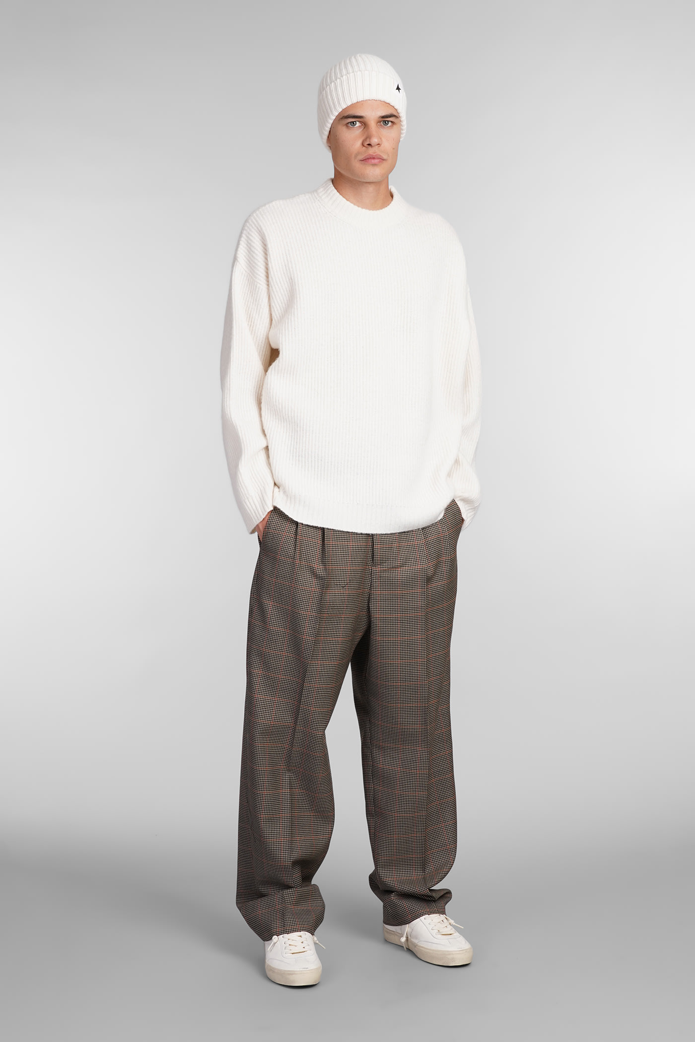 Shop Golden Goose Pants In Beige Wool