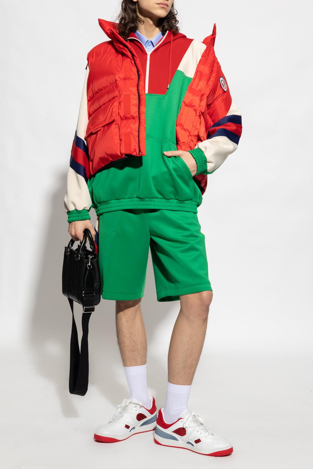 Gucci Color-block Half-zip Hooded Sweatshirt In Multicolour