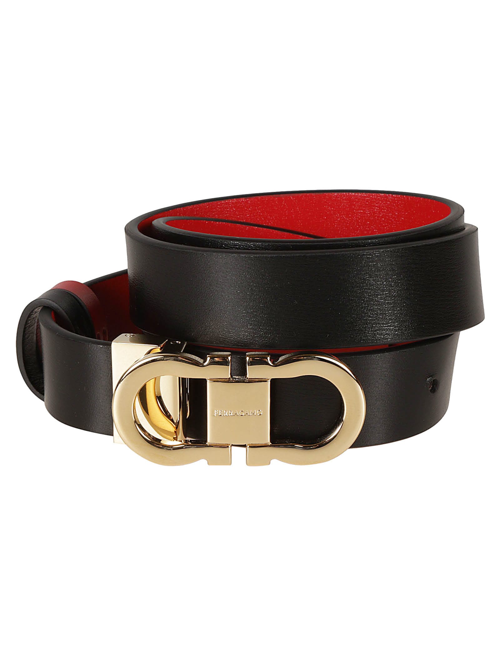 Shop Ferragamo Double Gancini Buckled Belt In Black