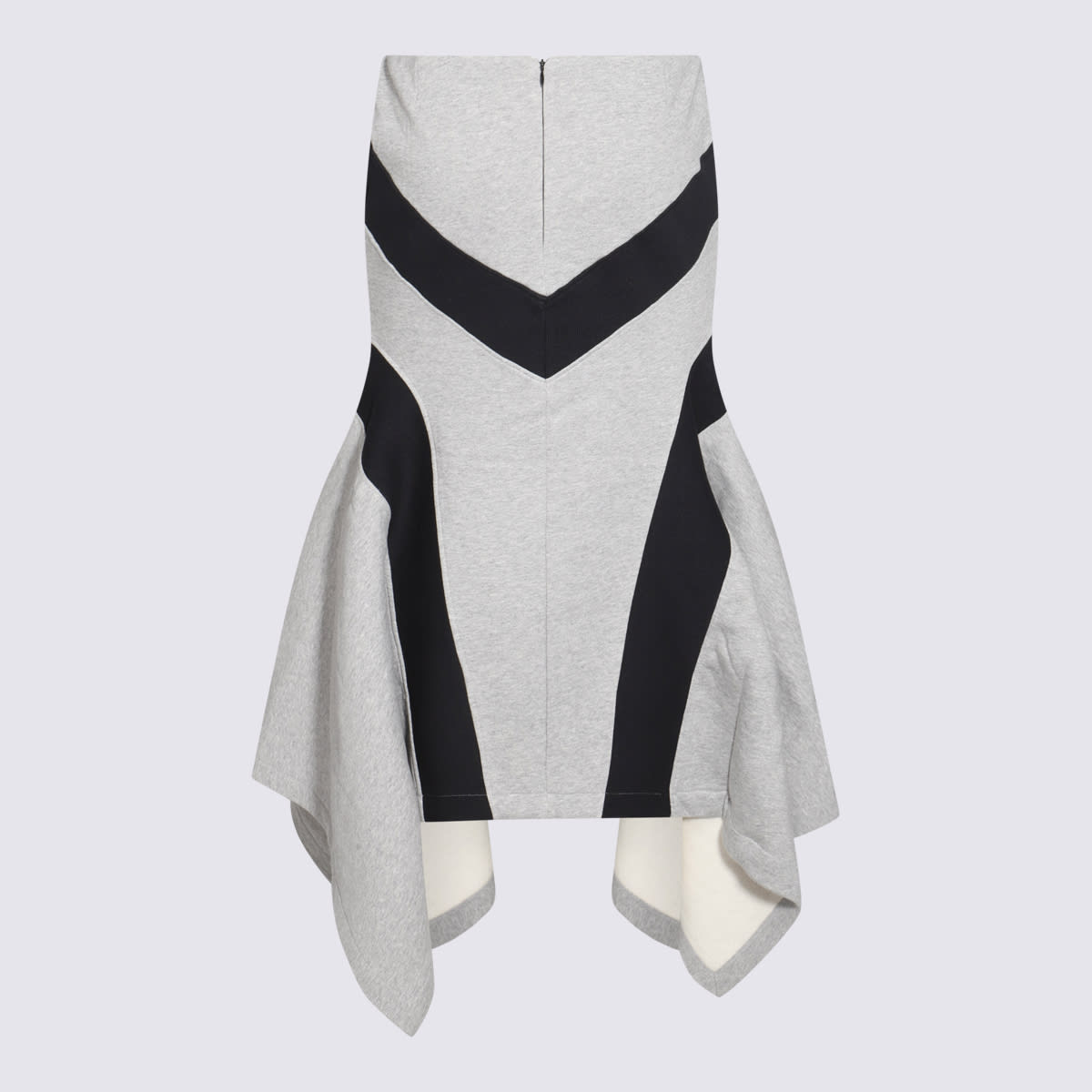 Attico Asymmetrical Maxi Skirt In Grey Melange + Black