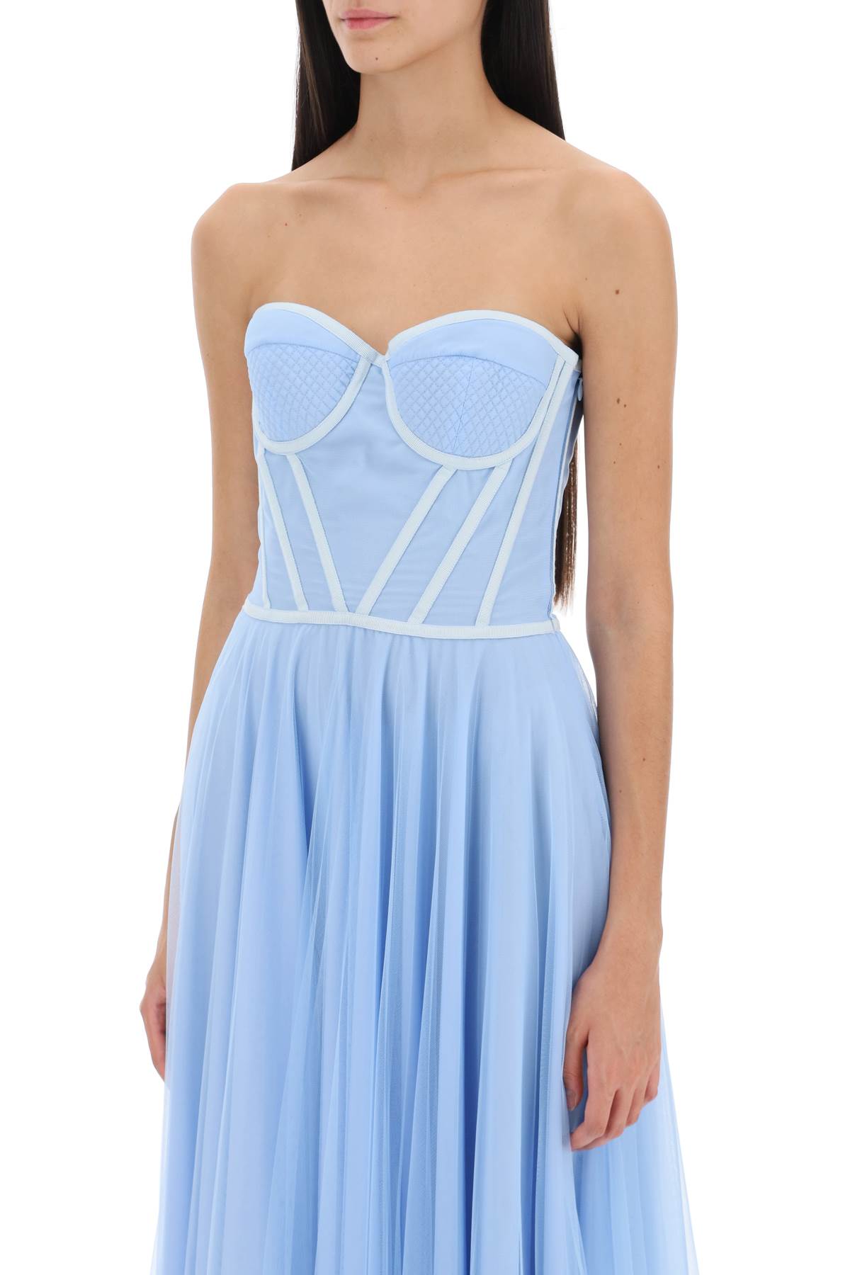 Shop 19:13 Dresscode Maxi Tulle Bustier Gown In Sky (light Blue)