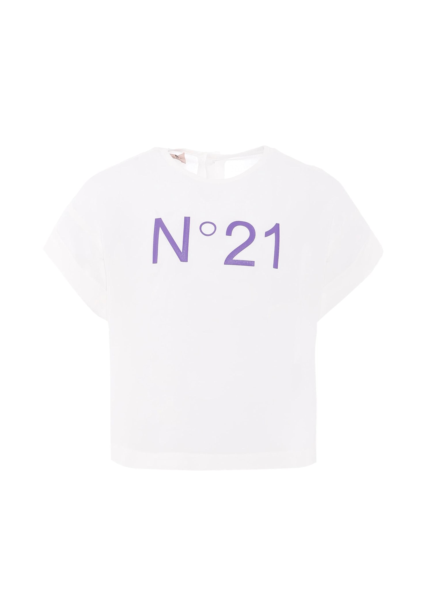 N°21 Kids' Grey T-shirt For Girl With Logo In White