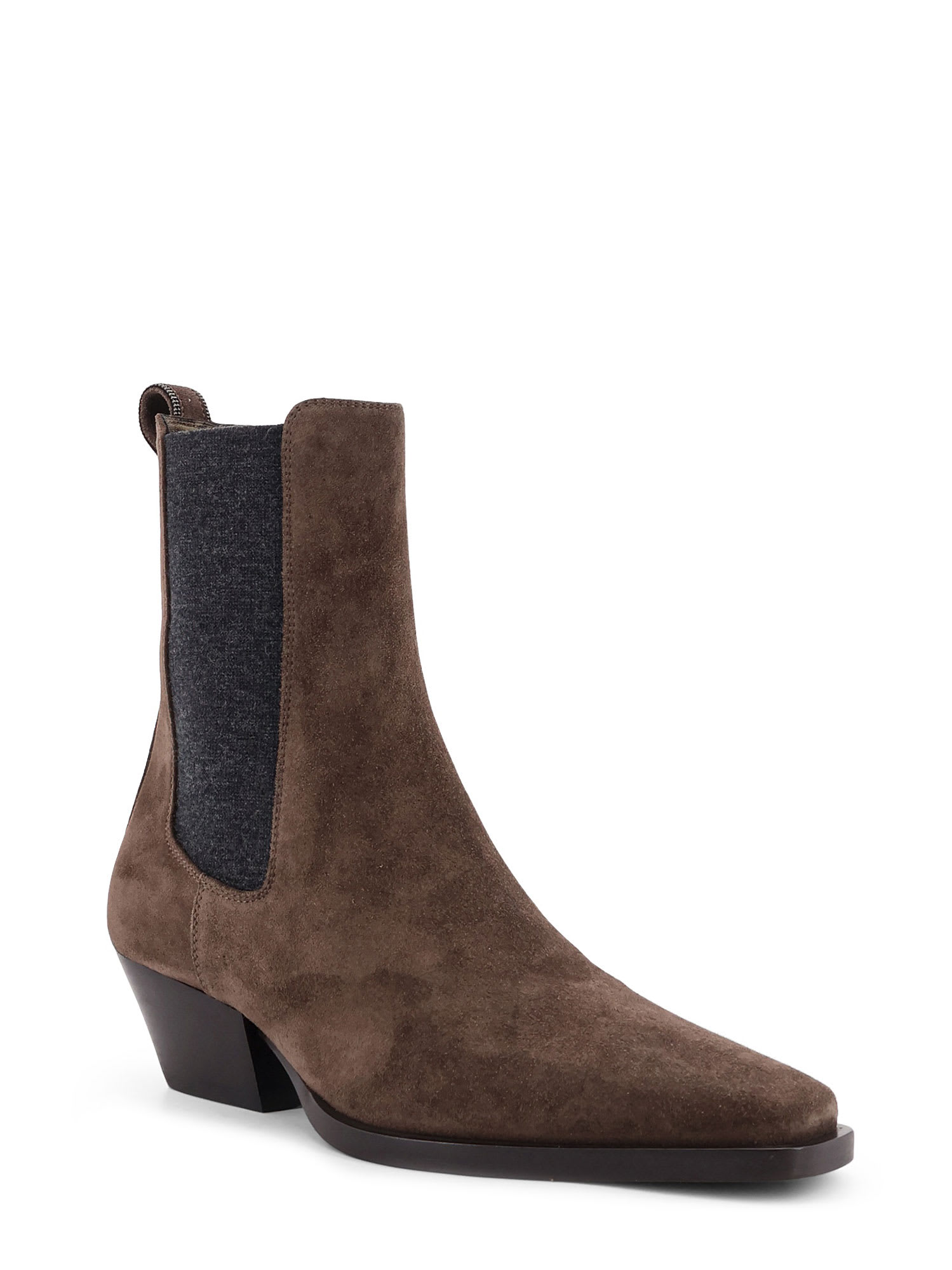 Brunello Cucinelli Chelsea Boot Suede Ankle Boots In Brown