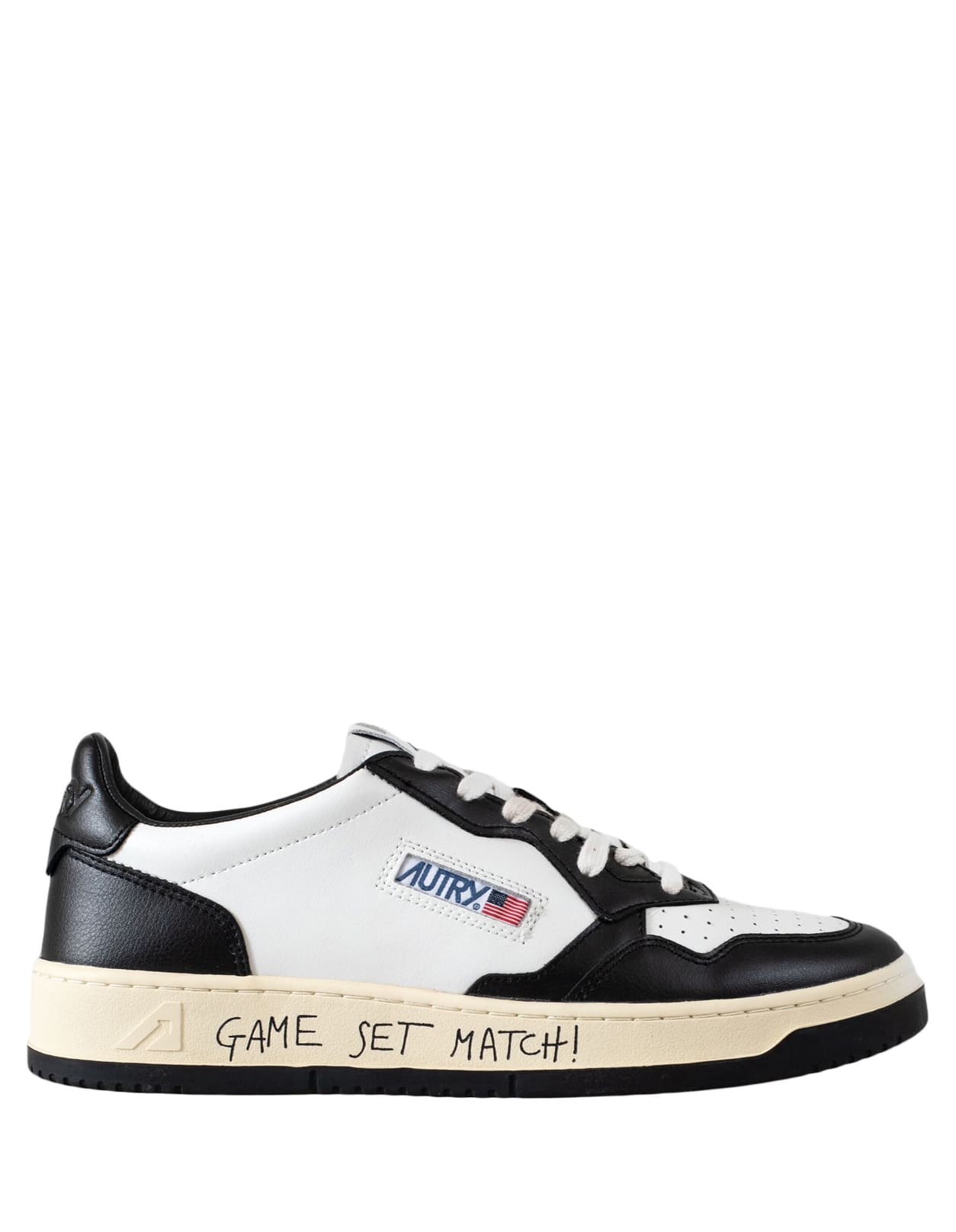 Shop Autry Black And White Leather Medalist Low Sneakers