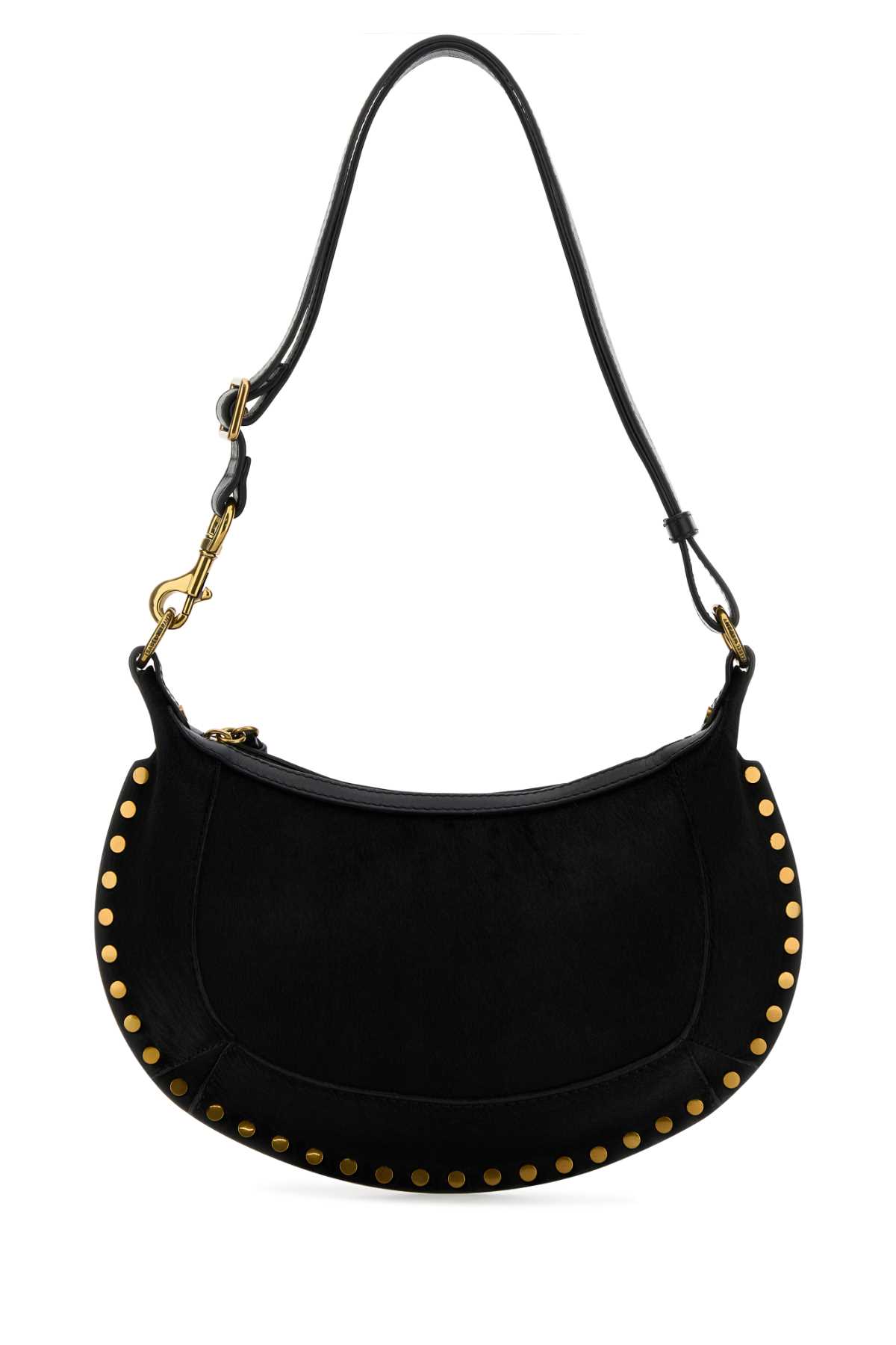 Shop Isabel Marant Black Calf Hair Oskan Moon Shoulder Bag