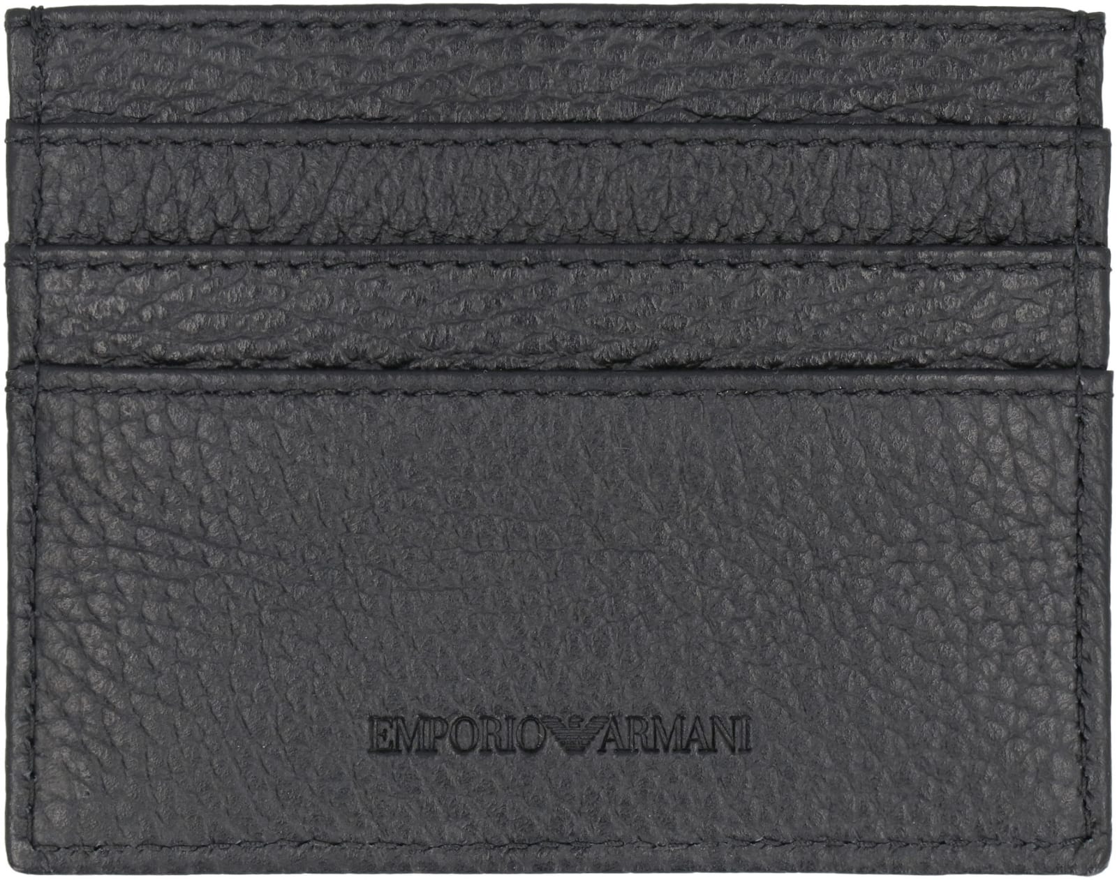 Shop Emporio Armani Leather Card Holder In Black