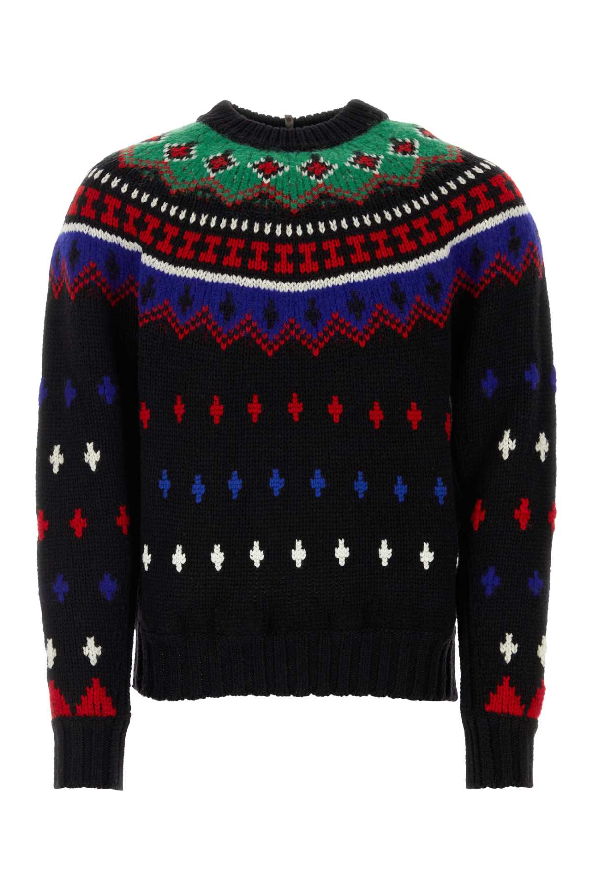 Embroidered Wool Blend Tricot Sweater