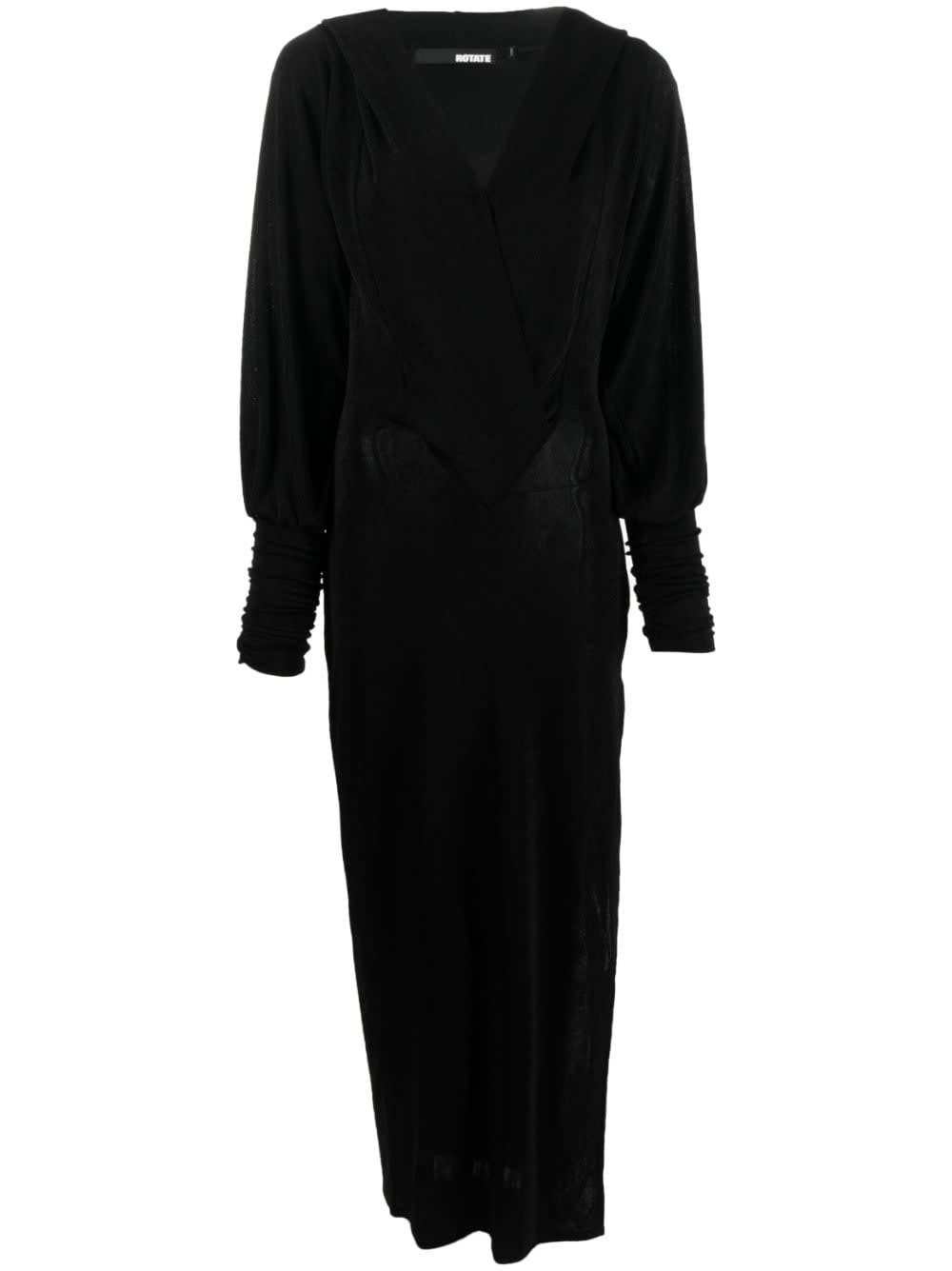 Shop Rotate Birger Christensen Slinky Maxi Hooded Dress In Black