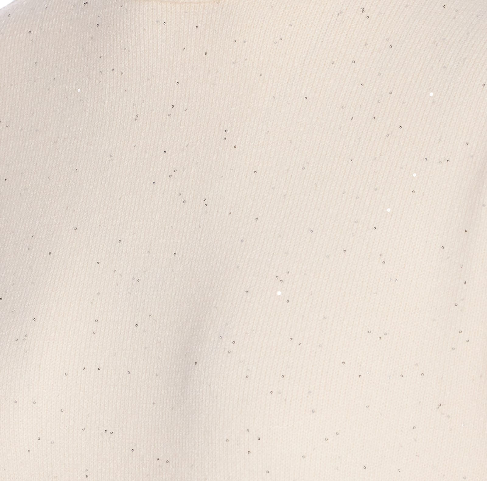 Liu •jo Sequined Turtleneck Knitwear Ribbed Finish In White