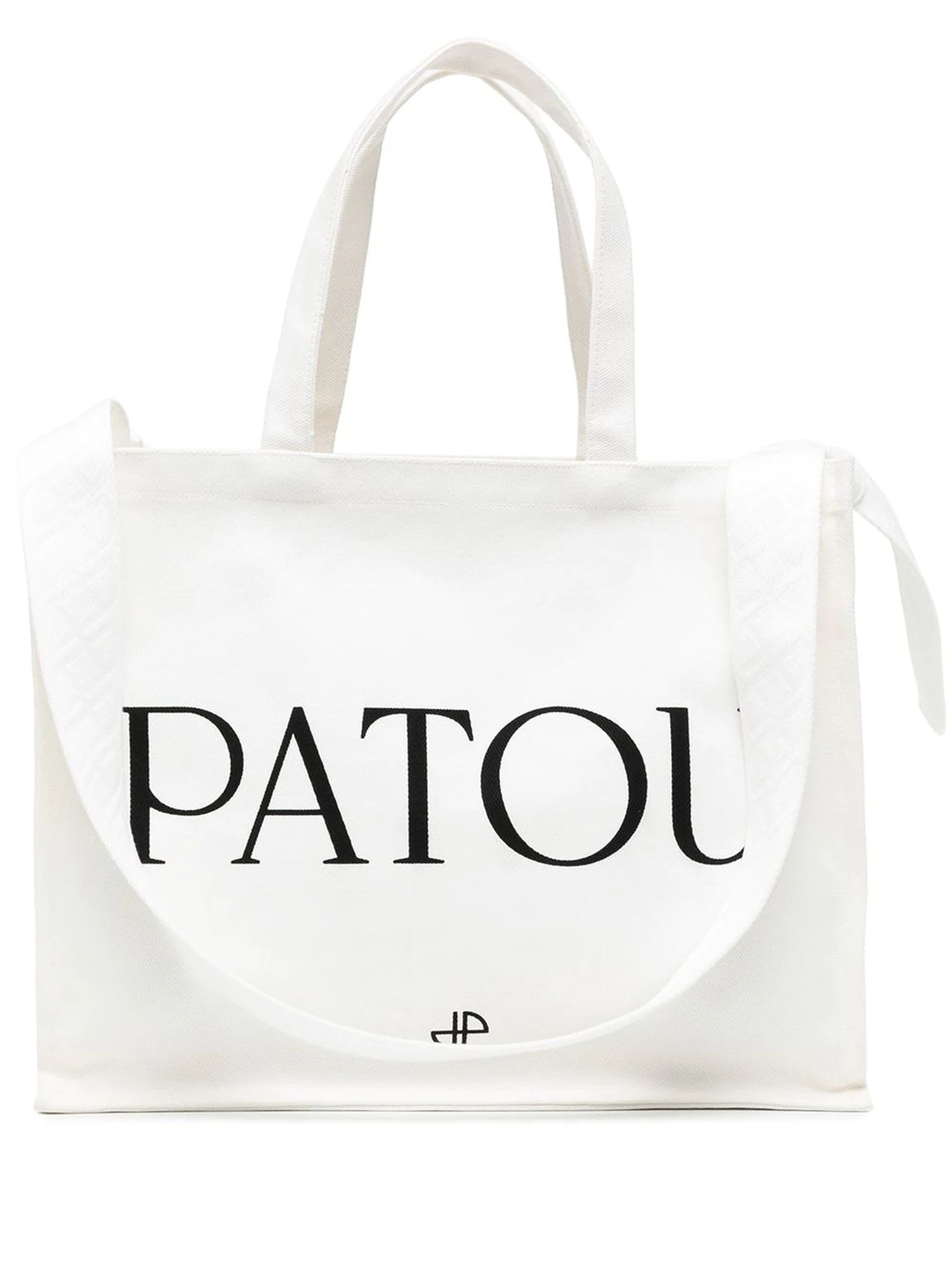 Shop Patou White Cotton Tote Bag
