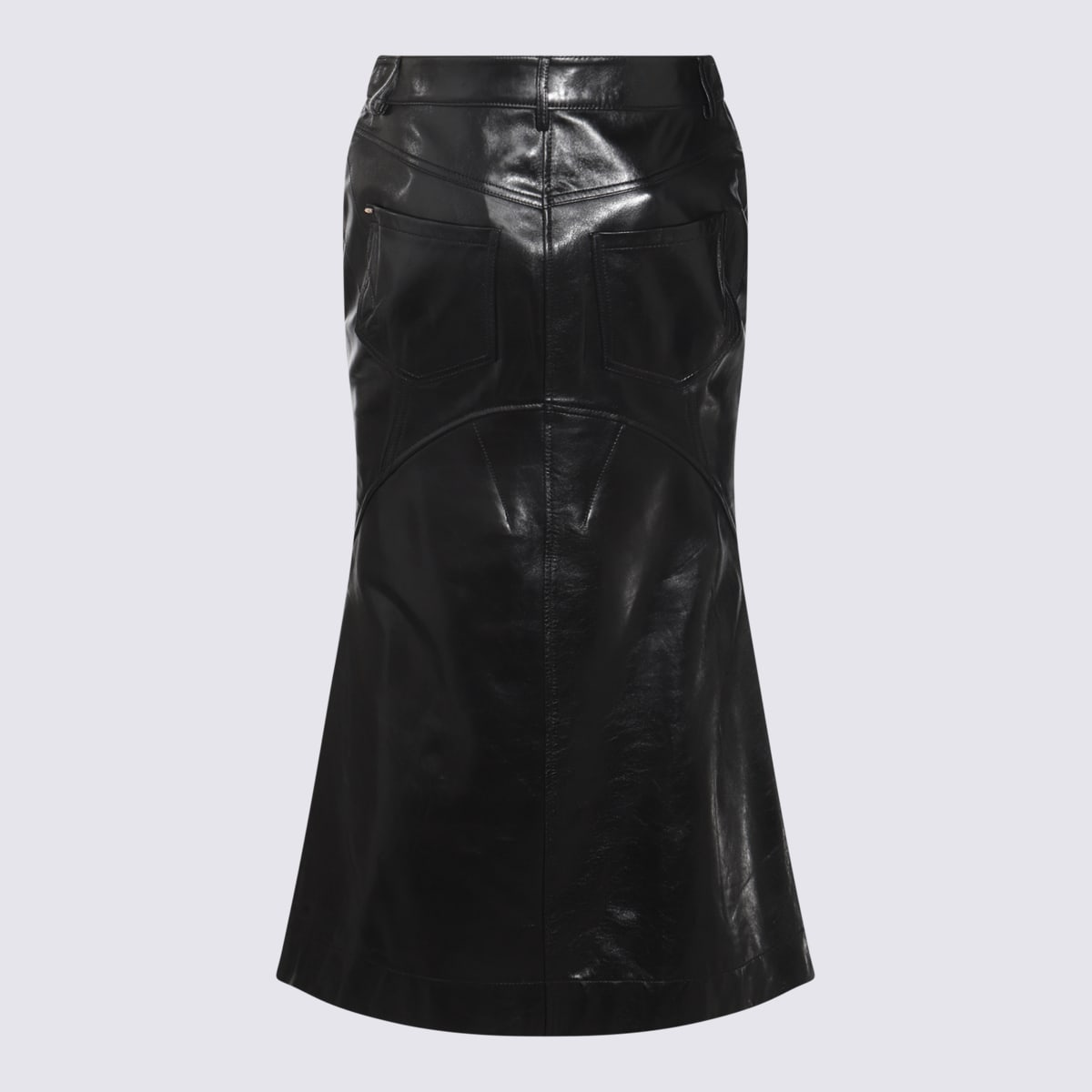 Sportmax Leather Skirt With Pockets And High Waist