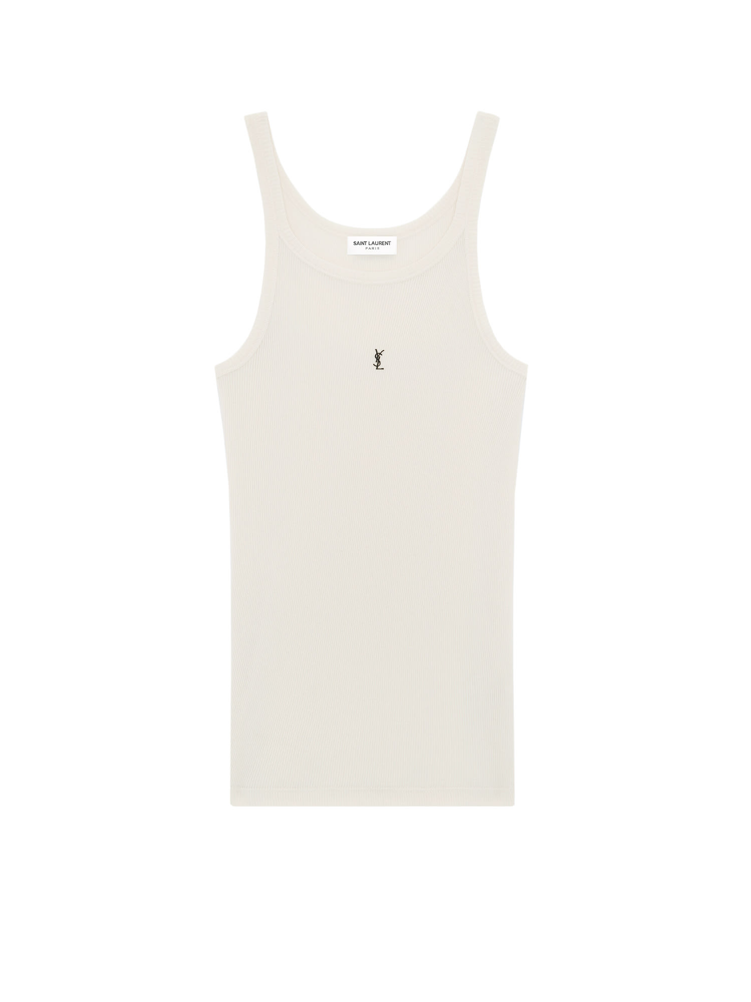 Shop Saint Laurent Tank Top In Naturel/noir